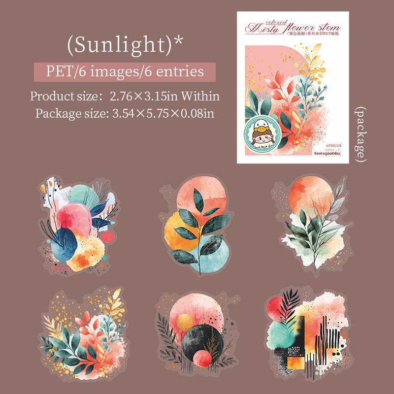 Flowers and plants PET Sticker -6Pcs each pack