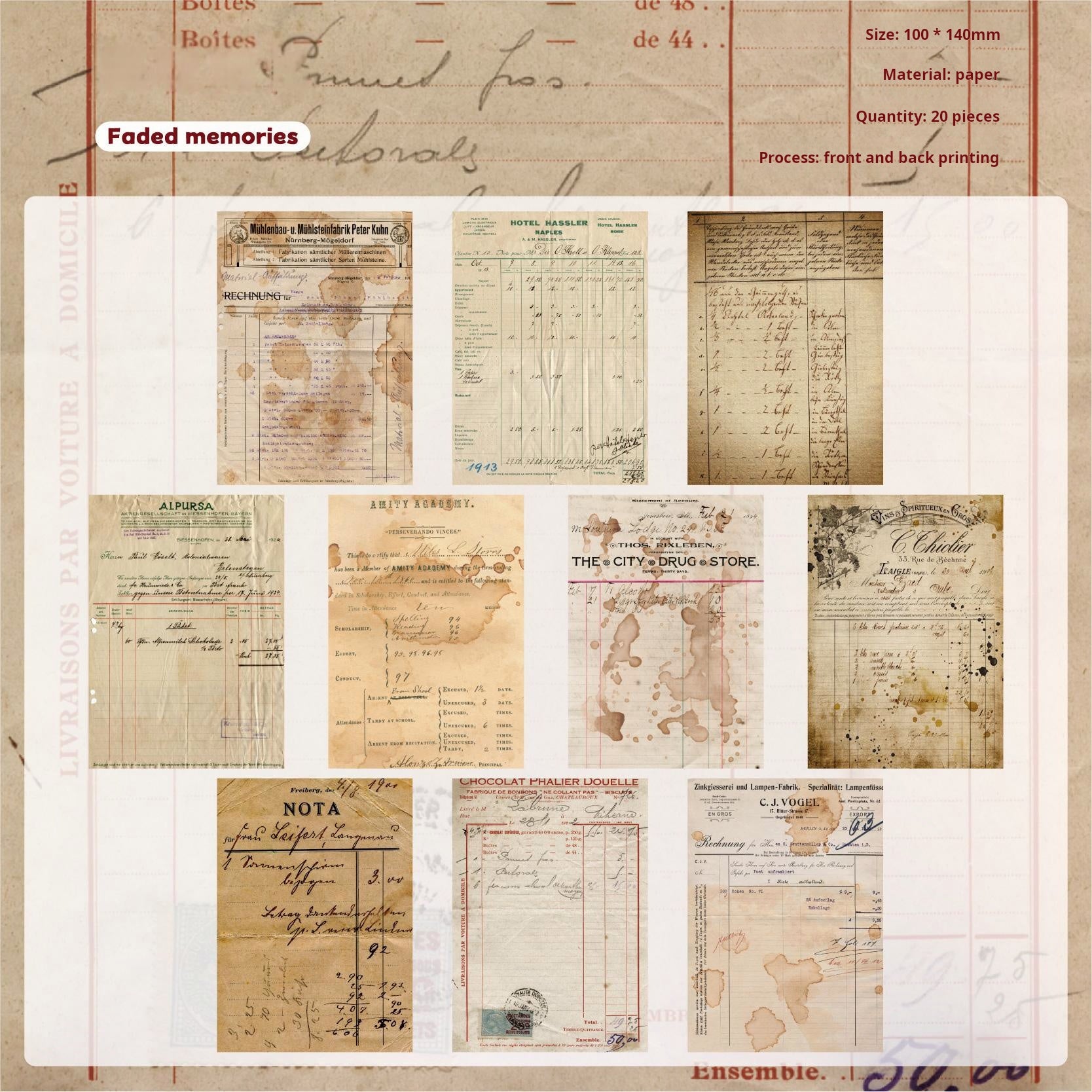 0918 Vintage paper -20Pcs each pack
