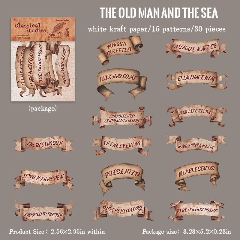 Banner with quotes from famous works Solid sticker -30Pcs each pack
