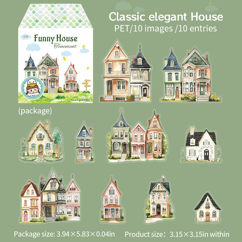 0409 Funny House Series PET Sticker -10Pcs each pack