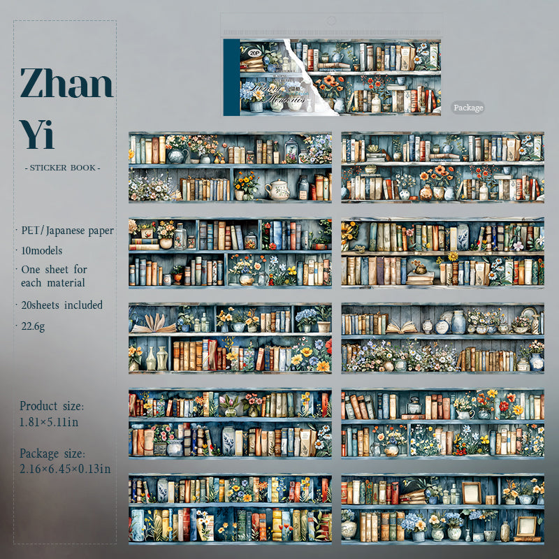 library memories Washi & PET sticker book -20Pcs each pack