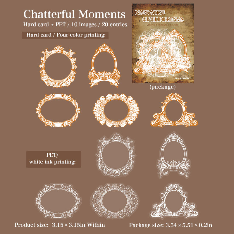 Vintage frame cardstock & PET sticker -20Pcs each pack