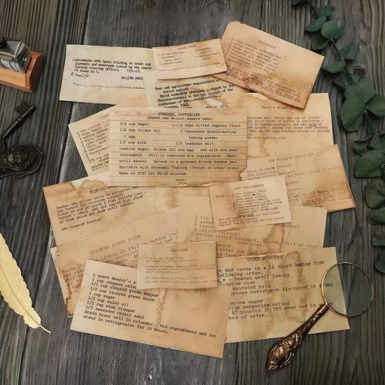 Vintage English Article Old Book Pages Hand-Dyed Paper -16Pcs each pack