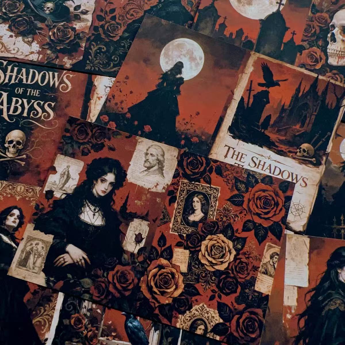 A4 size Vintage Gothic Vampires Style paper 4 pcs (Uncut, with white borders)