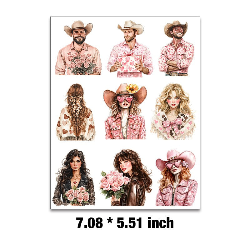 Valentines Western Style Embossed sticker 1 Pcs