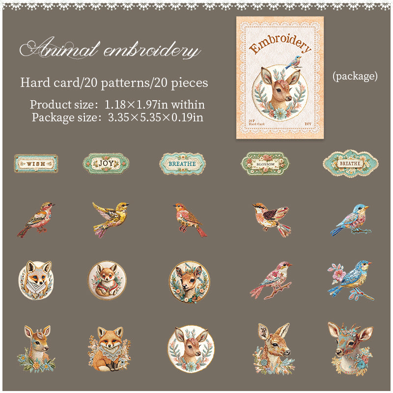 Embroidered patches cardstock Sticker -20Pcs each pack