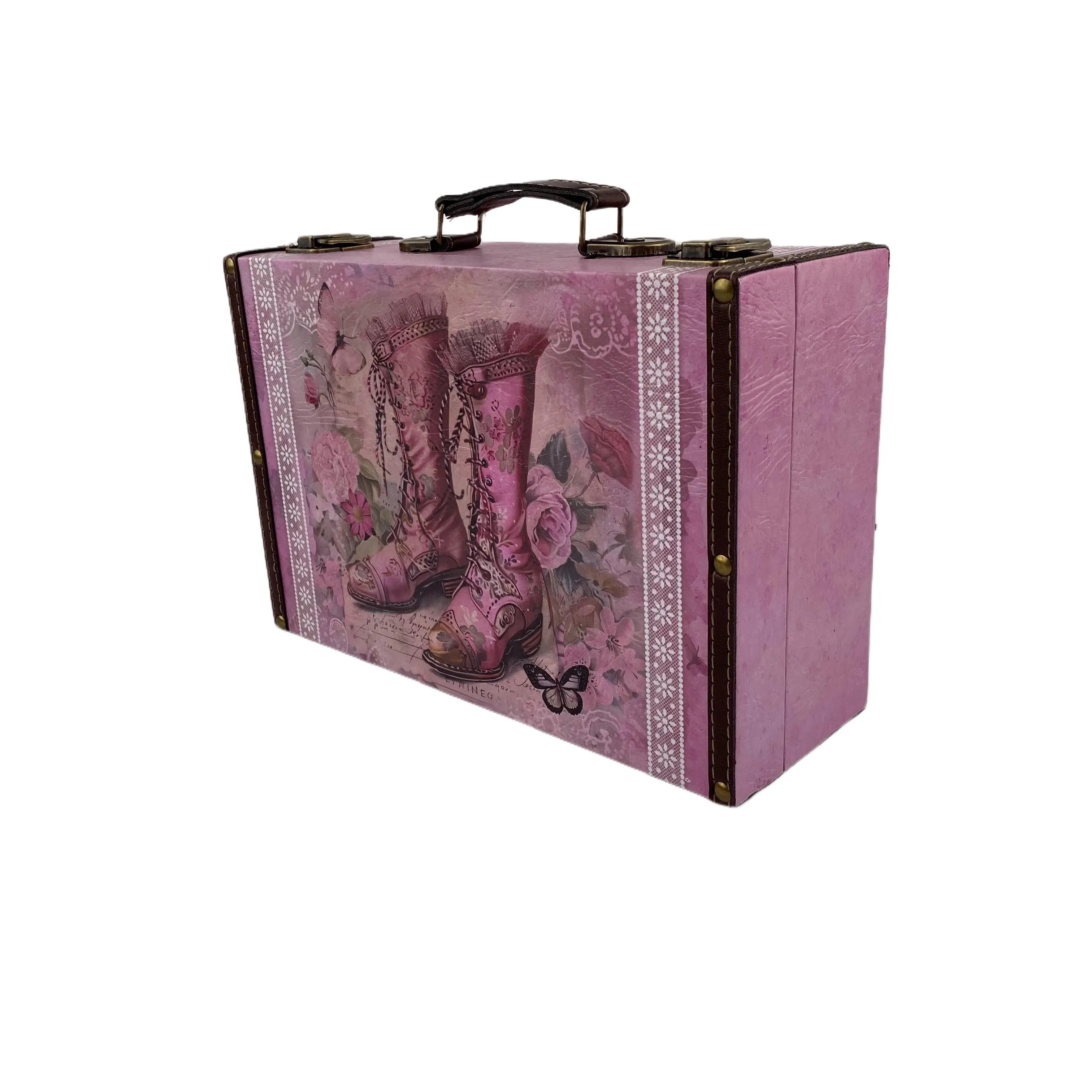 G49- Pink lace boot suitcase