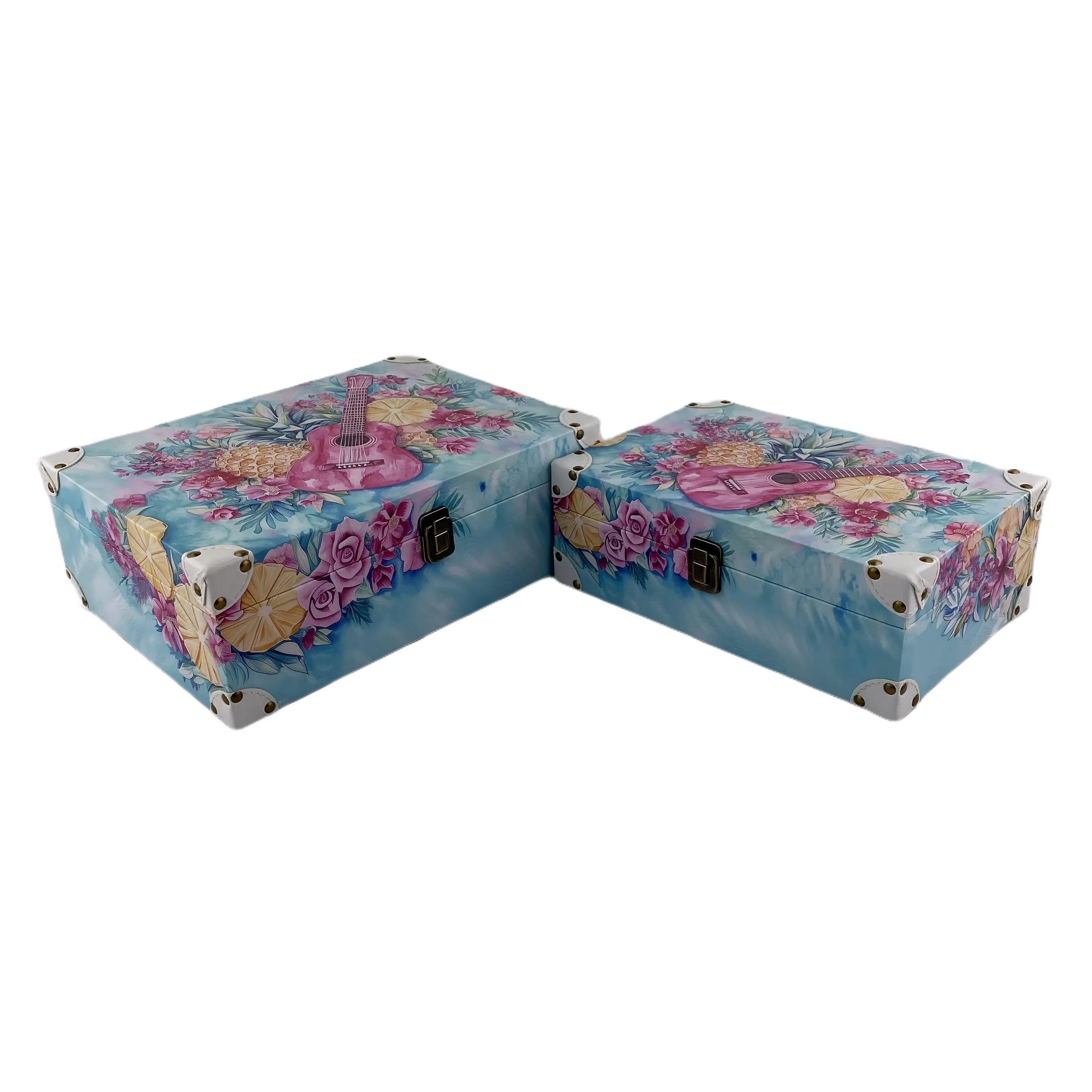 G89- Ukulele and pineapple wooden box