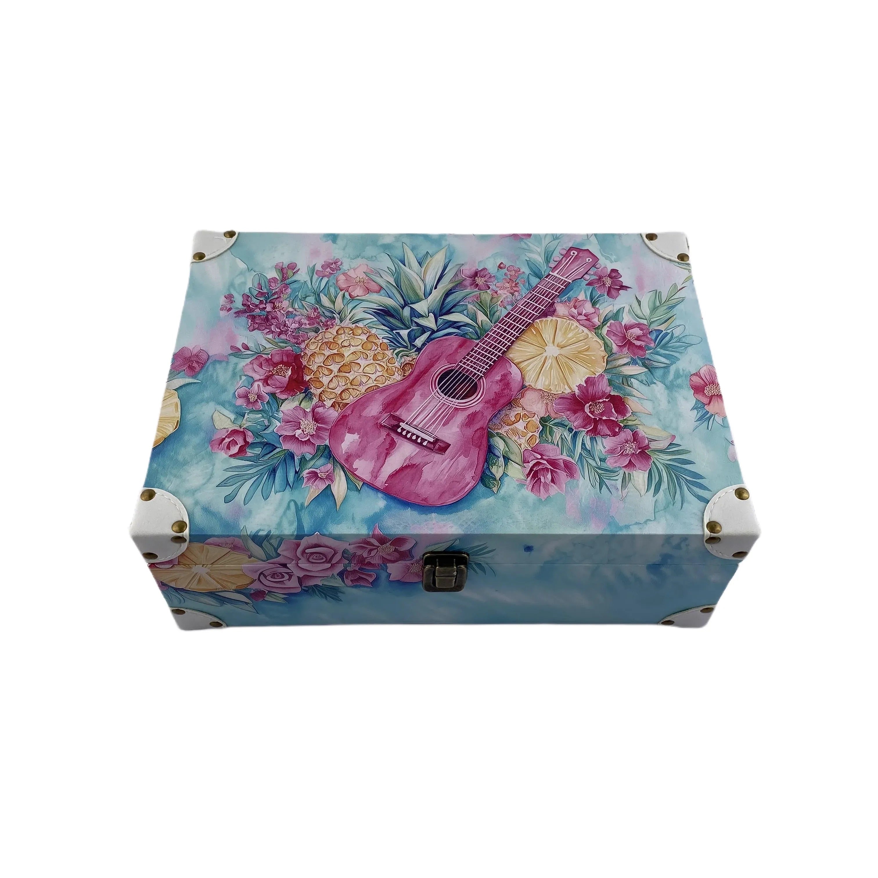 G89- Ukulele and pineapple wooden box