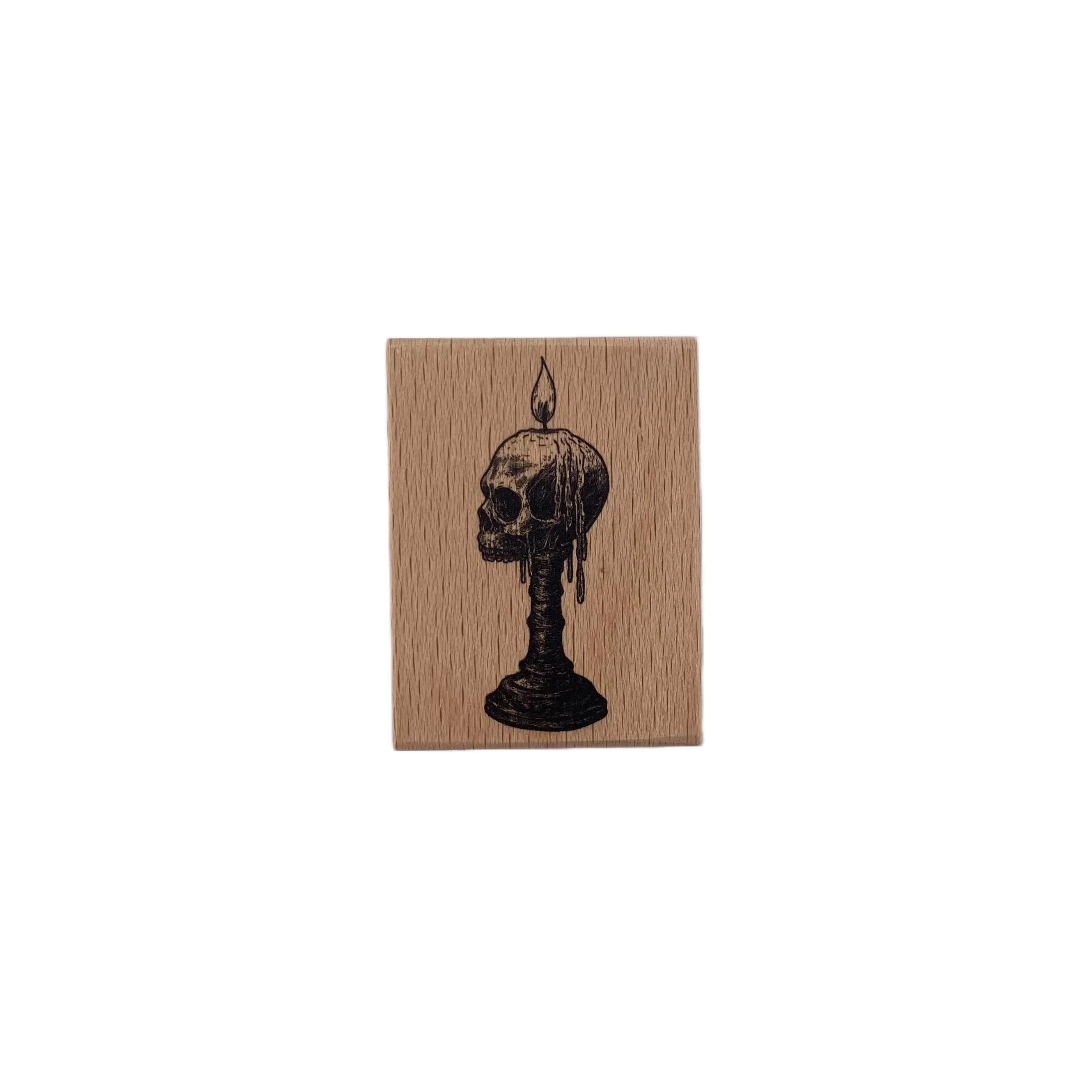 Skeleton Candlestick wooden stamp 4.5*3.4 cm