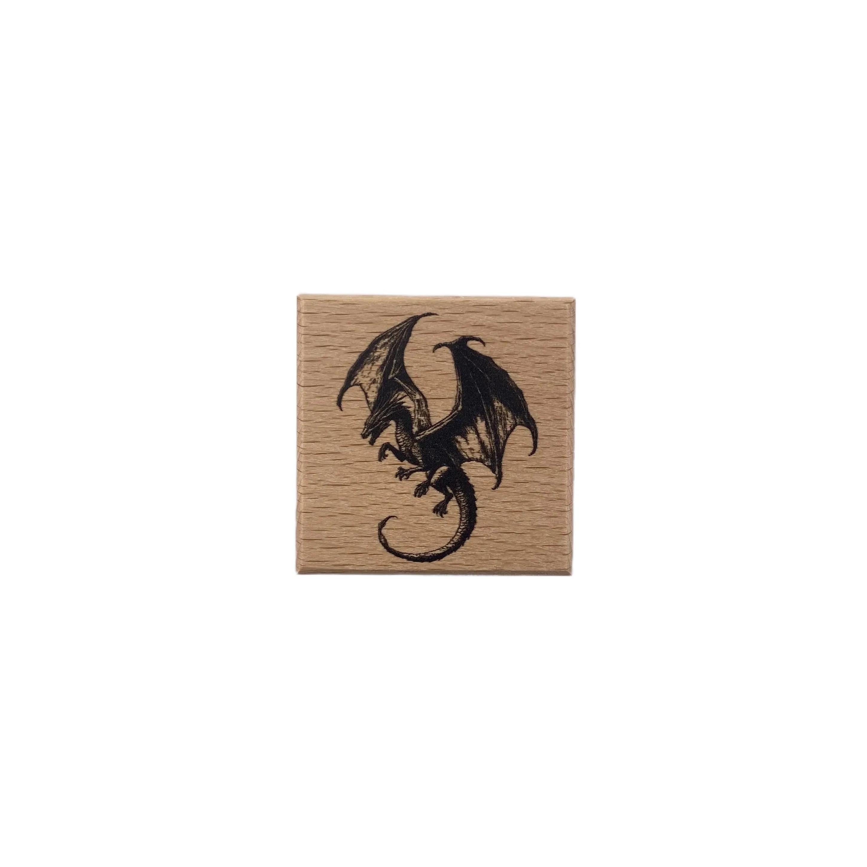 Mini dragon wooden stamp 4*4 Cm