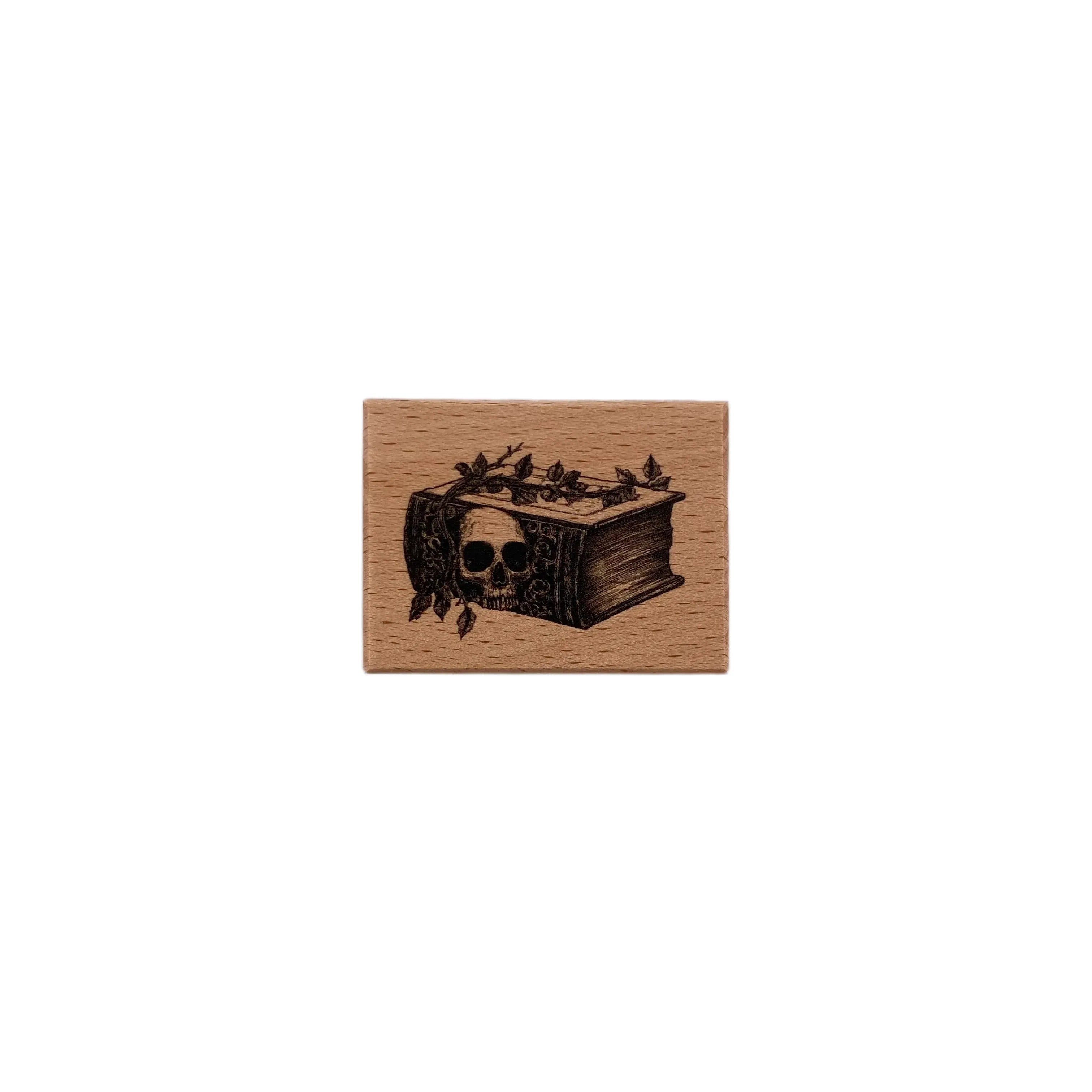Skull Book Wooden Stamp 3.5*2.5cm