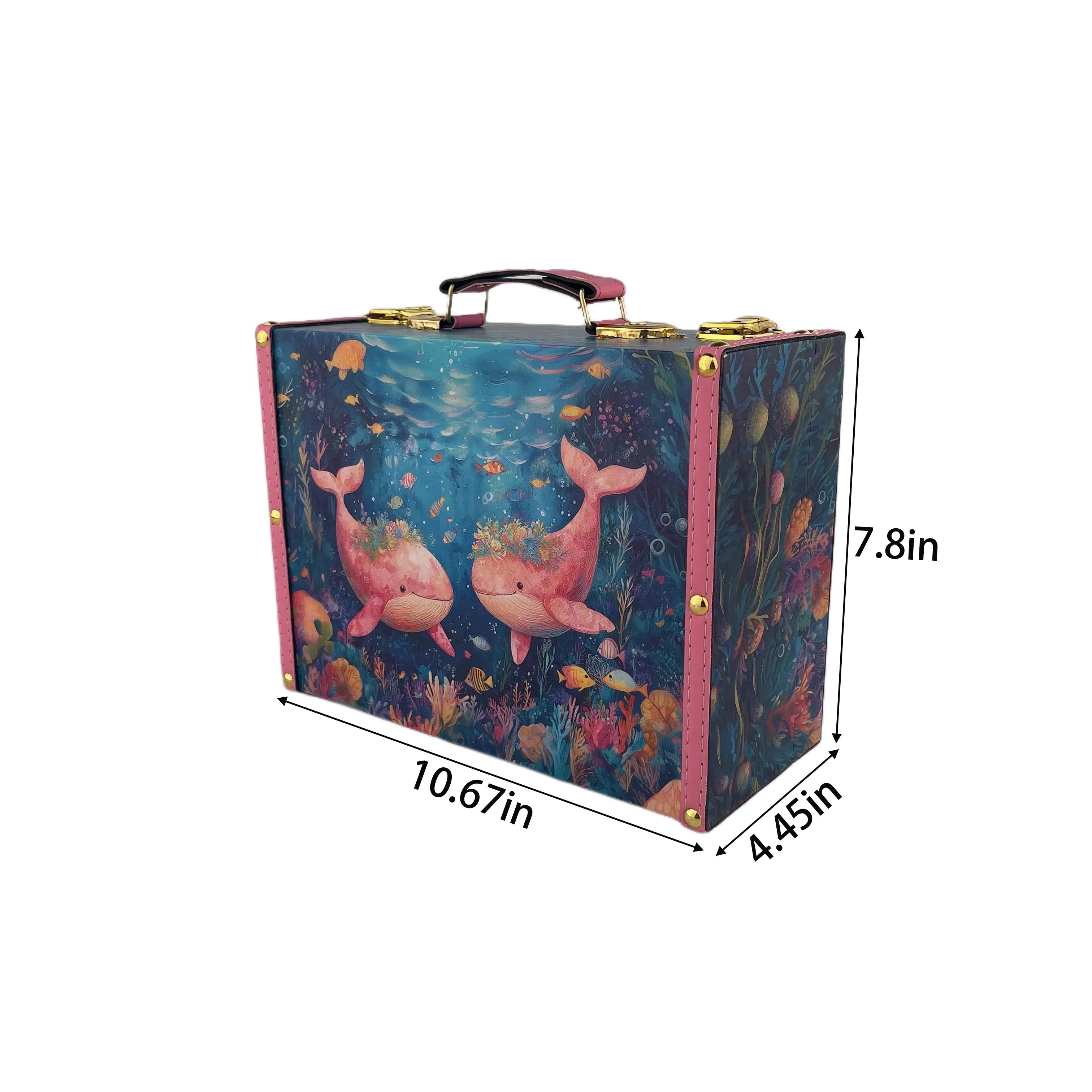 G188- Pink whales suitcase