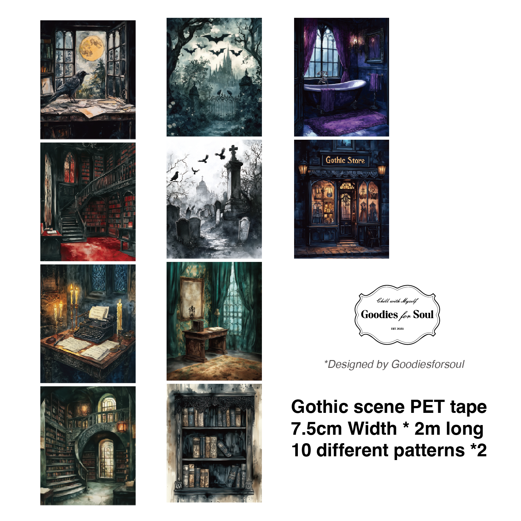 T-115- Gothic scene PET tape -7.5CM*2M
