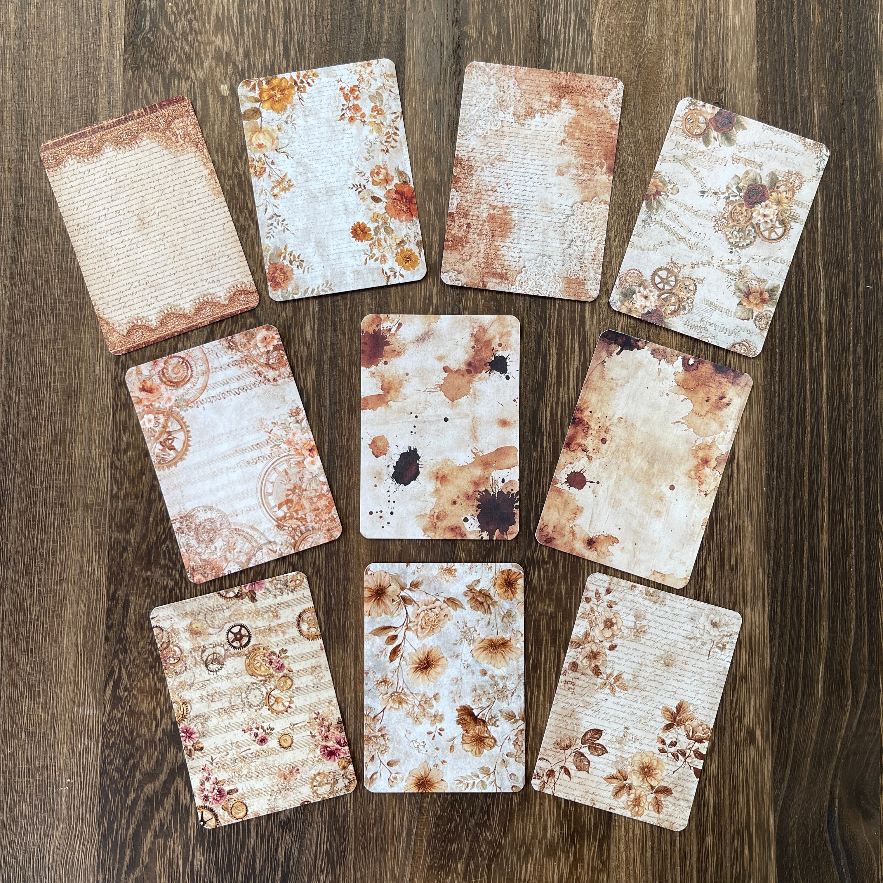0727 Brown Aesthetic Vintage ATC Card 10pcs 1 pack