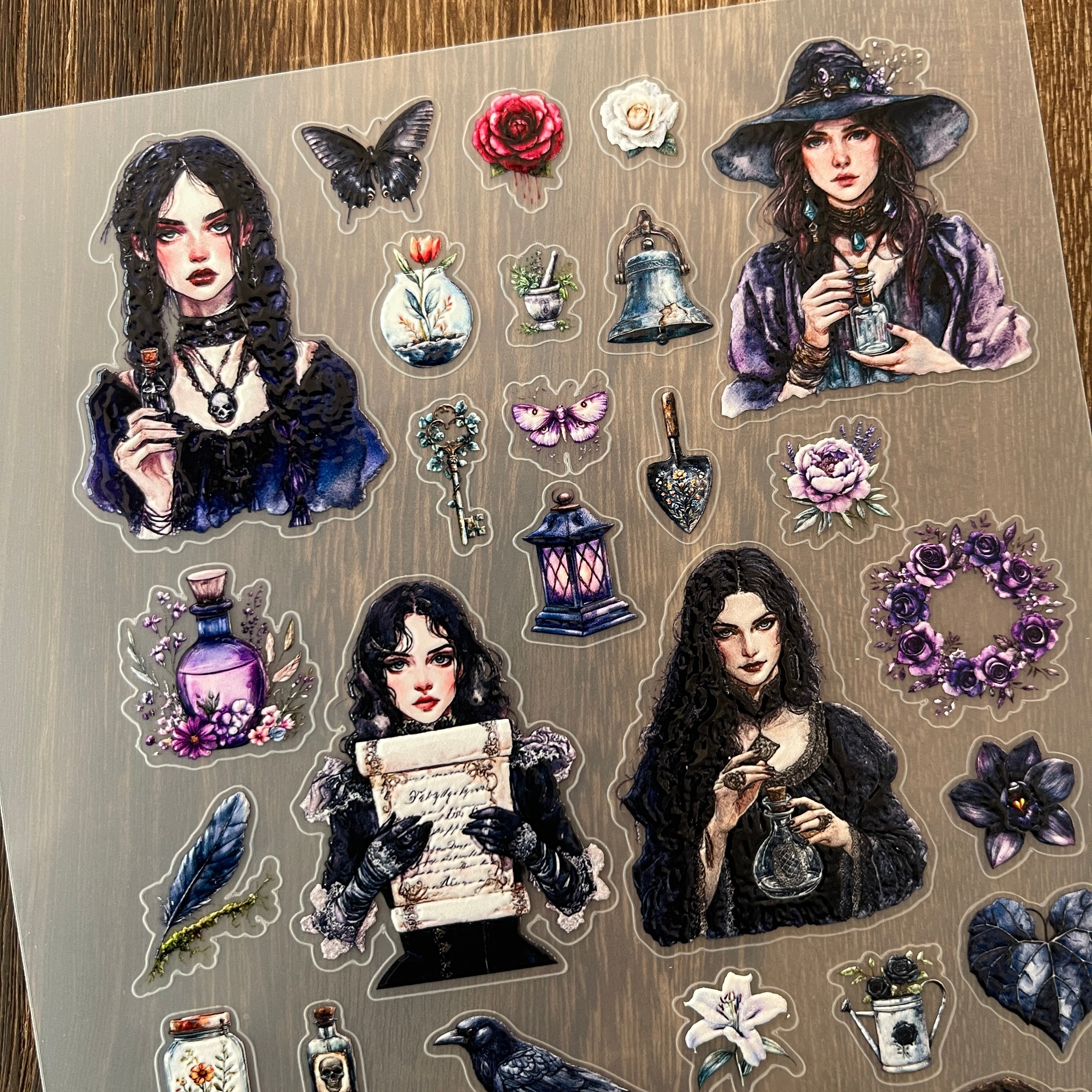 3D Magic witch PET Stickers 1pcs