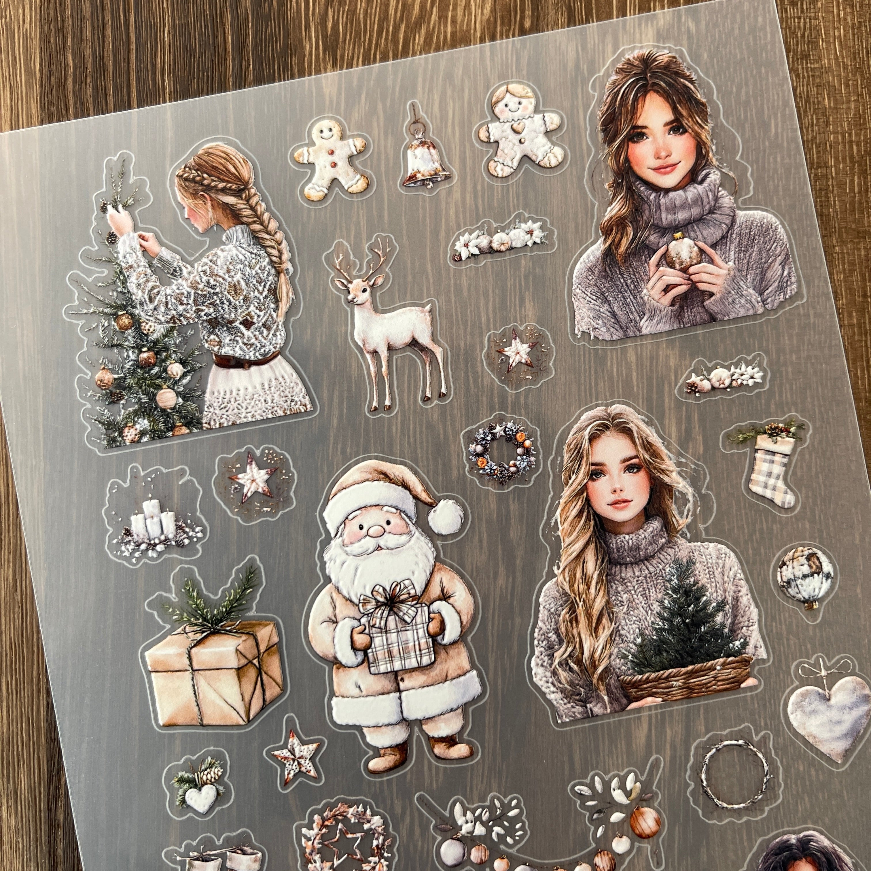 3D Pastoral Christmas PET Stickers 1pcs