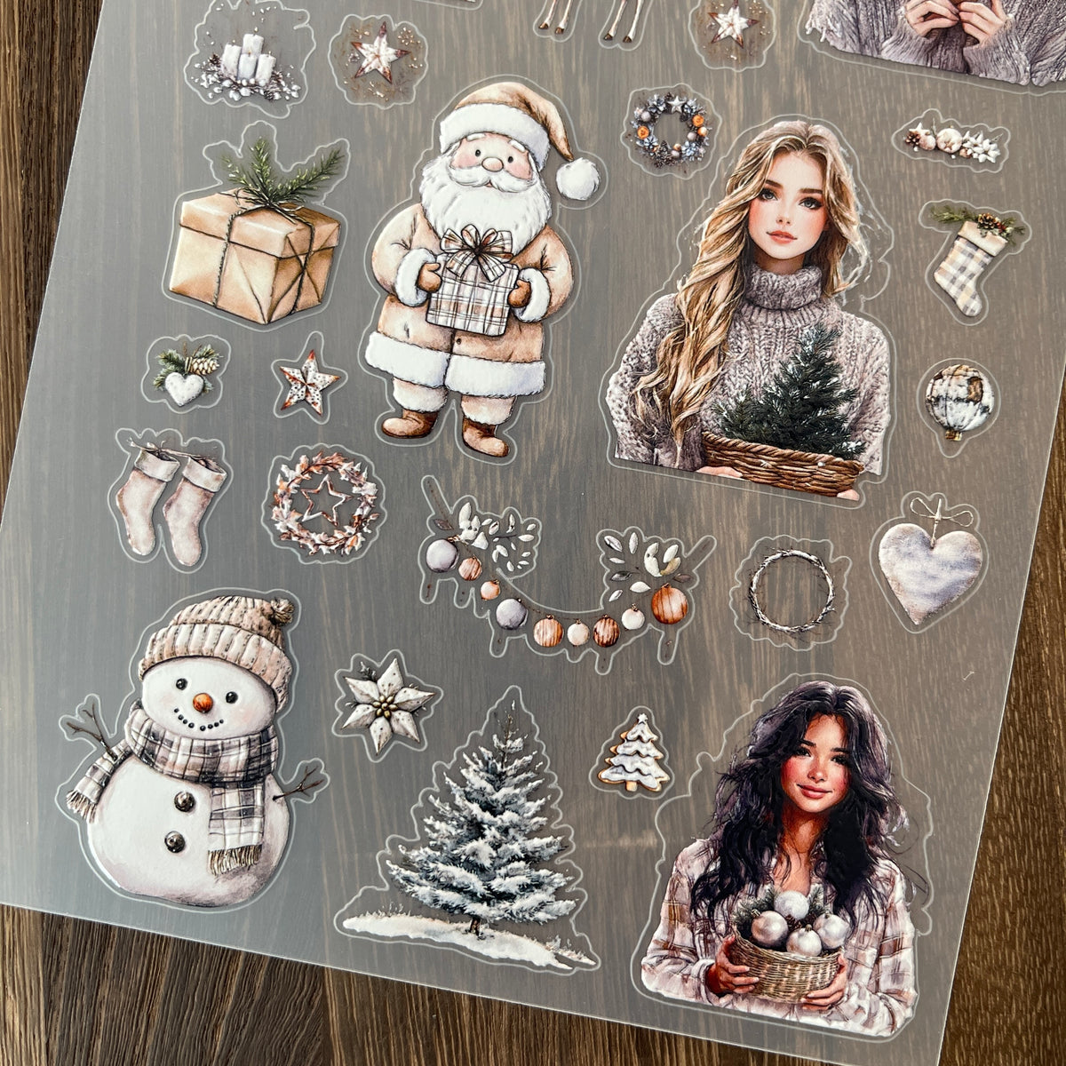 Full pastoral christmas PET sticker sheet
