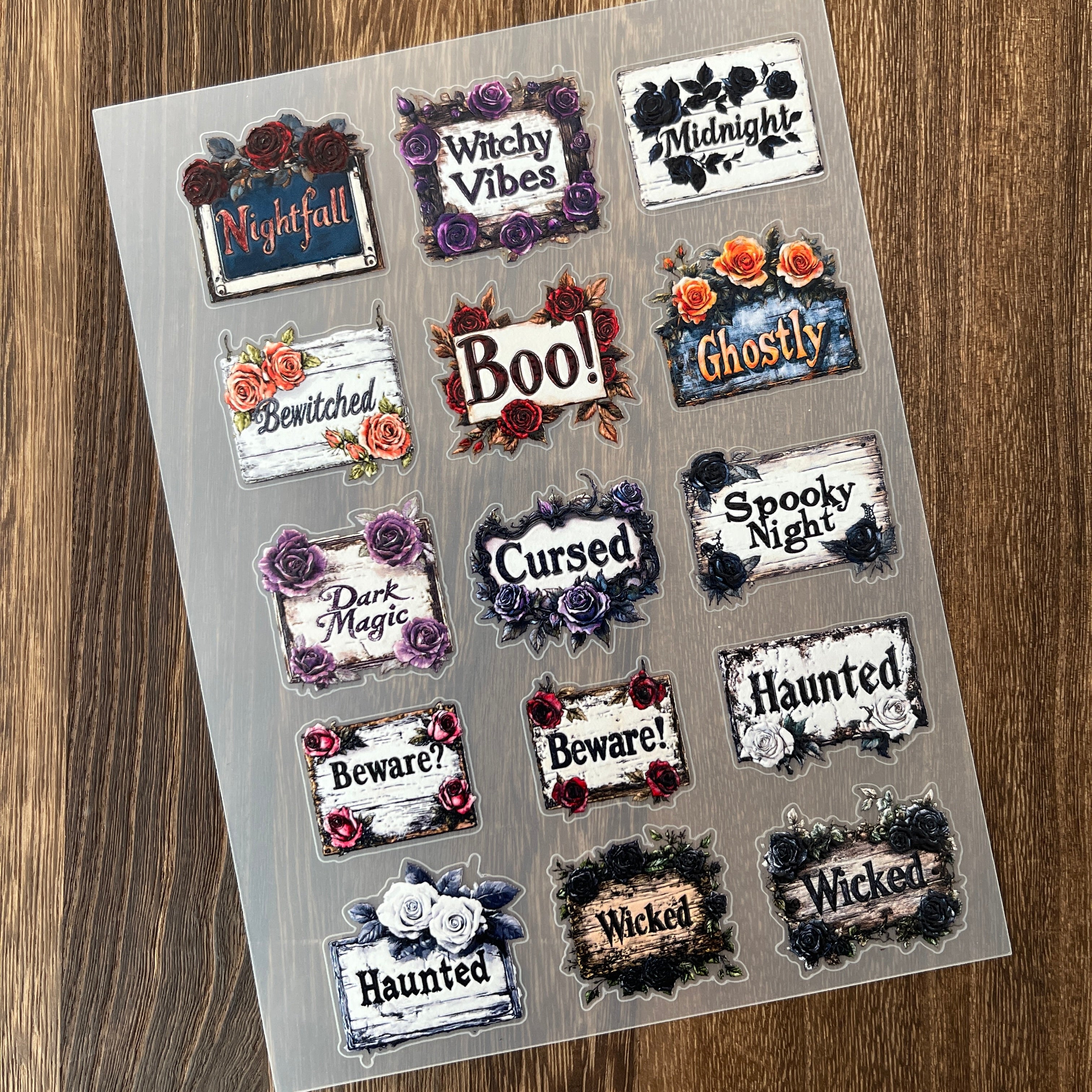 3D Halloween Sign PET Stickers 1pcs