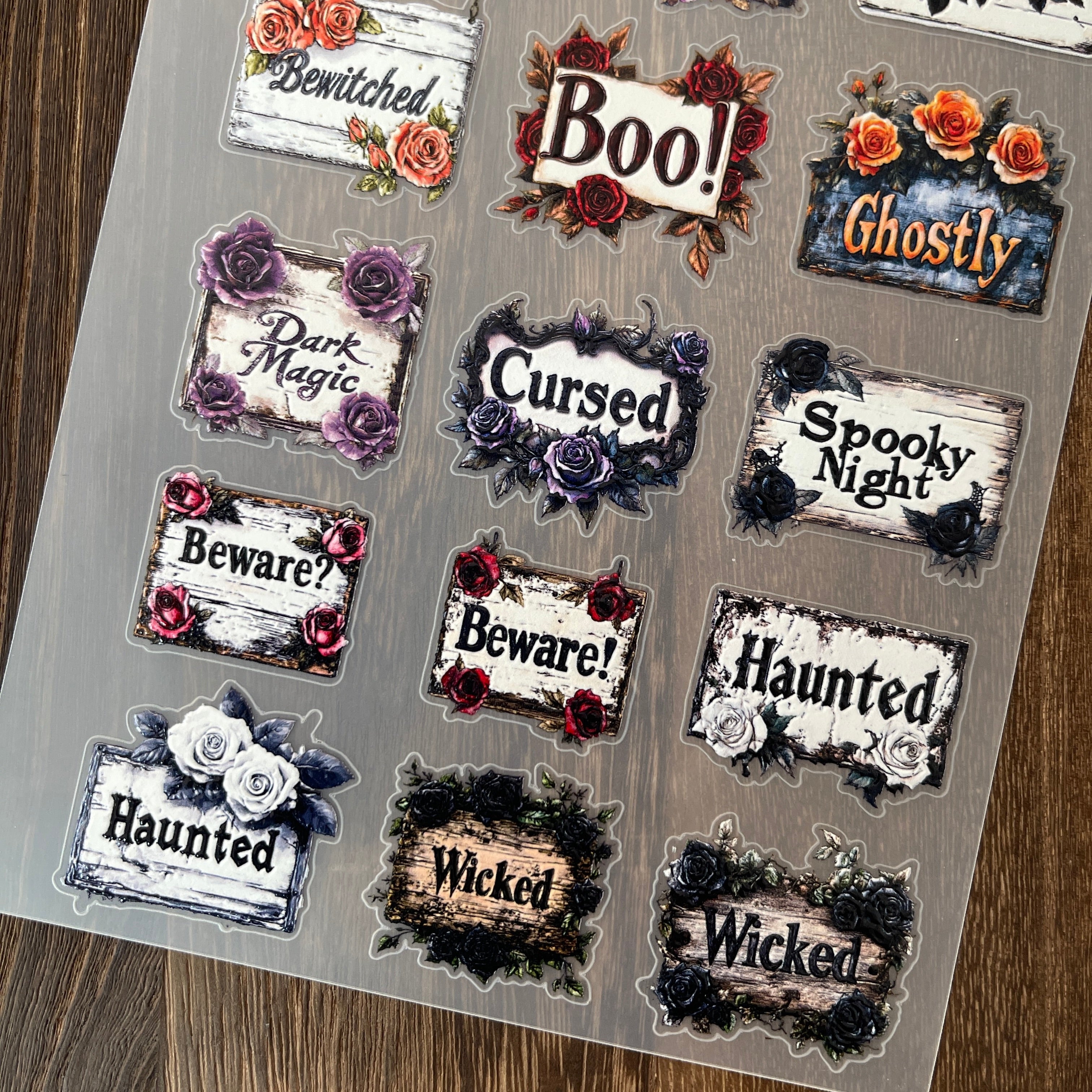 3D Halloween Sign PET Stickers 1pcs