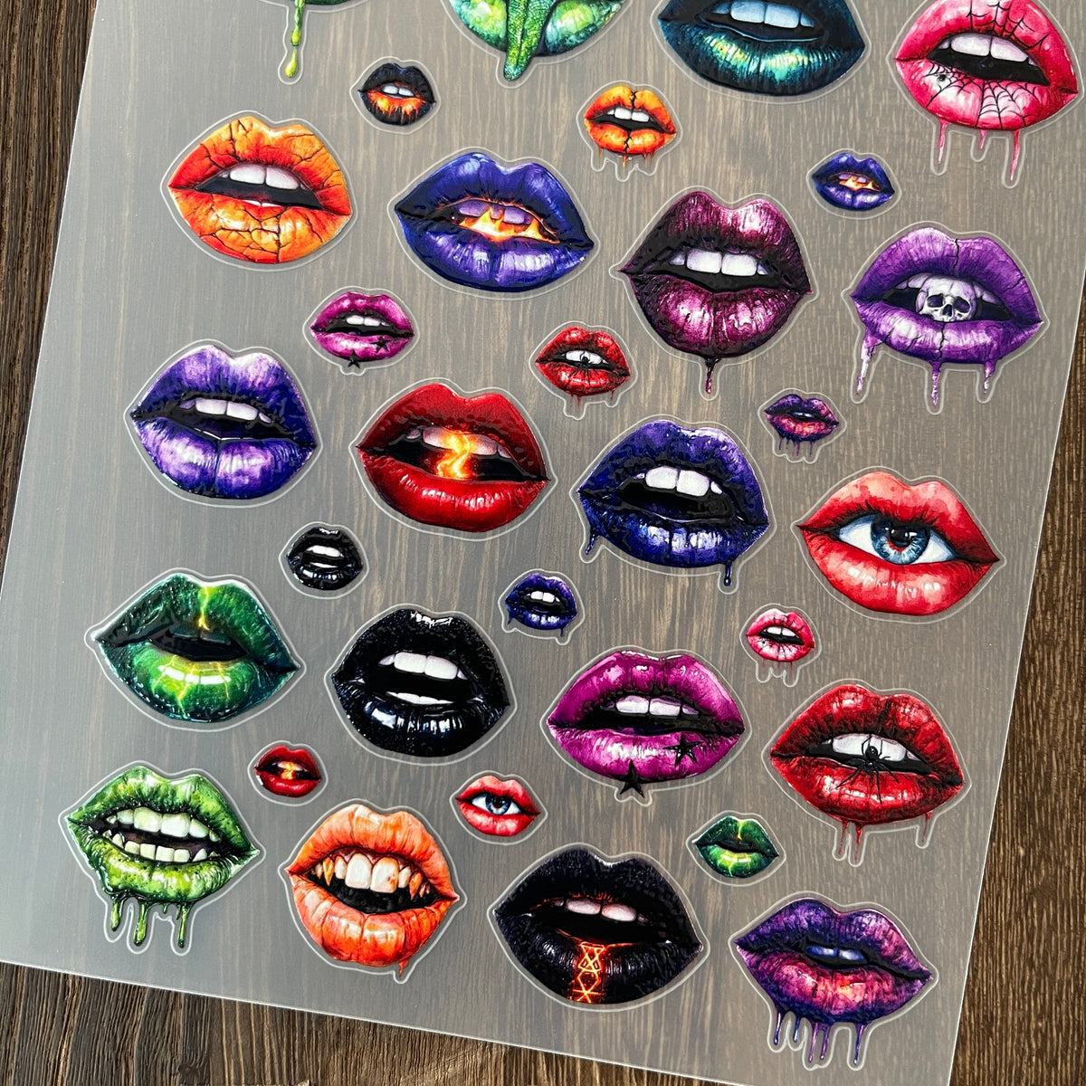 Full halloween lips PET sticker sheet