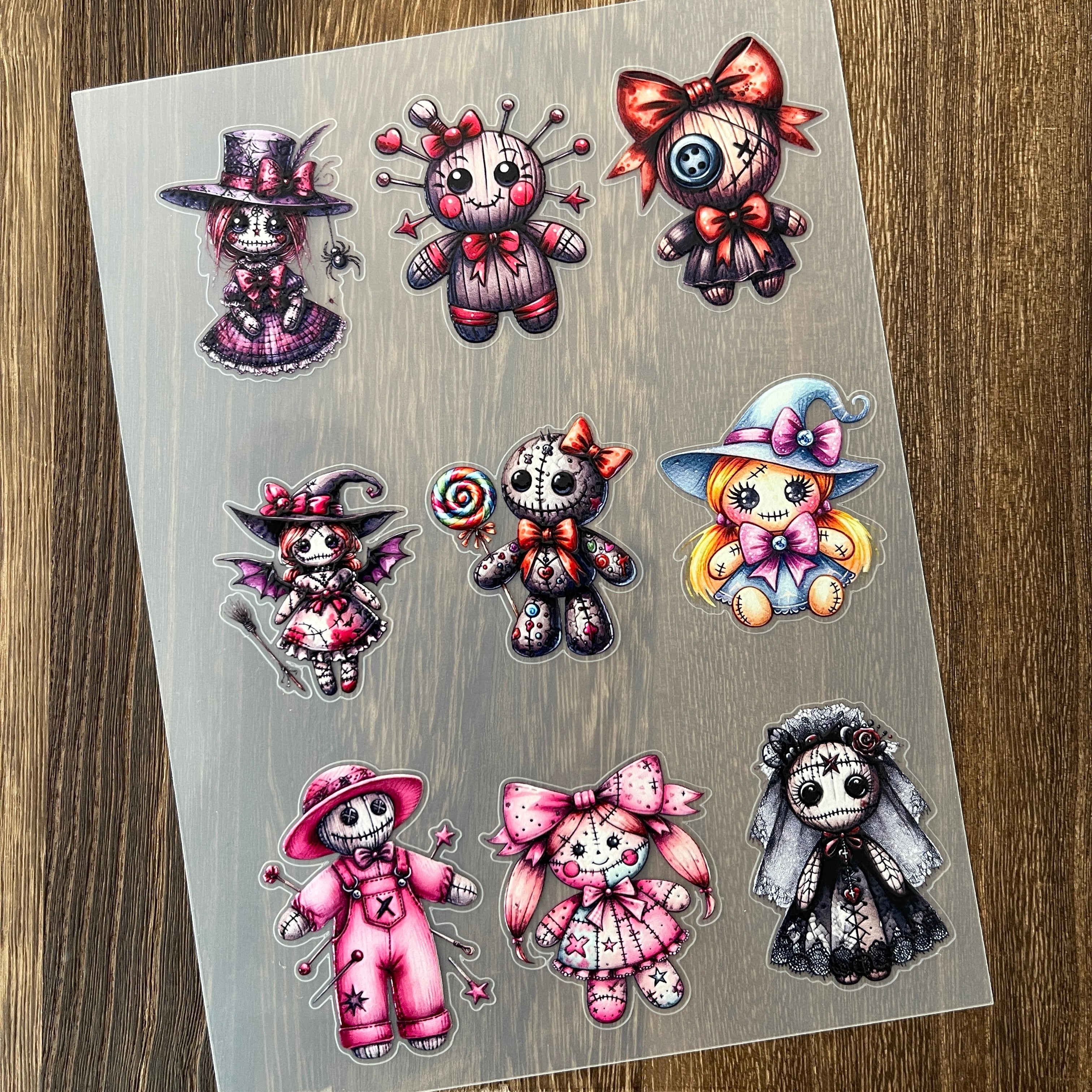 3D Dark doll PET Stickers 1pcs