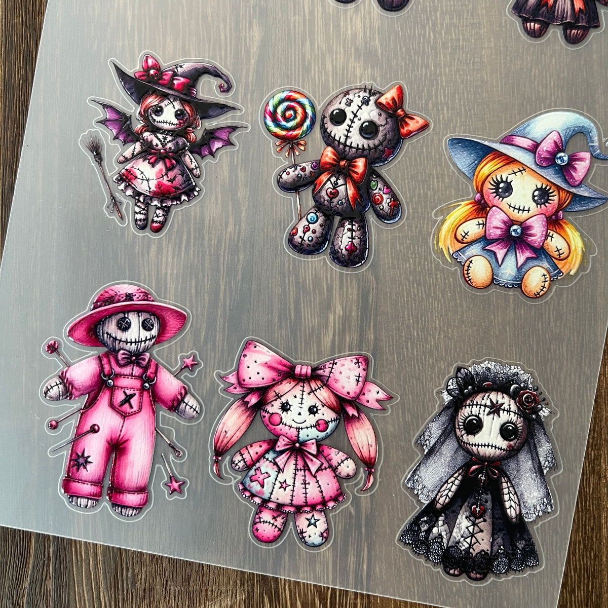 Full dark doll PET sticker sheet