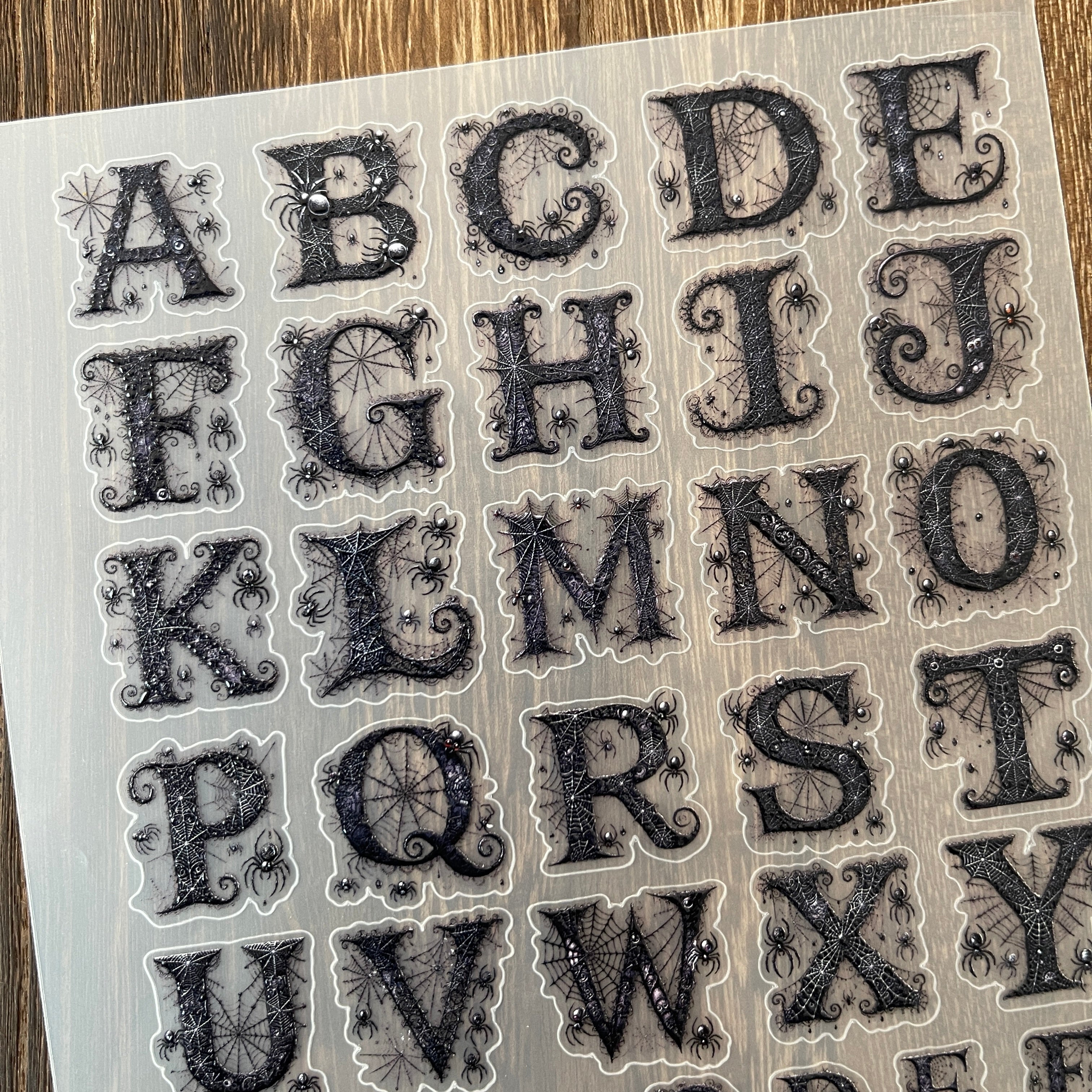 3D Lace Spiderweb Letters PET Stickers 1pcs
