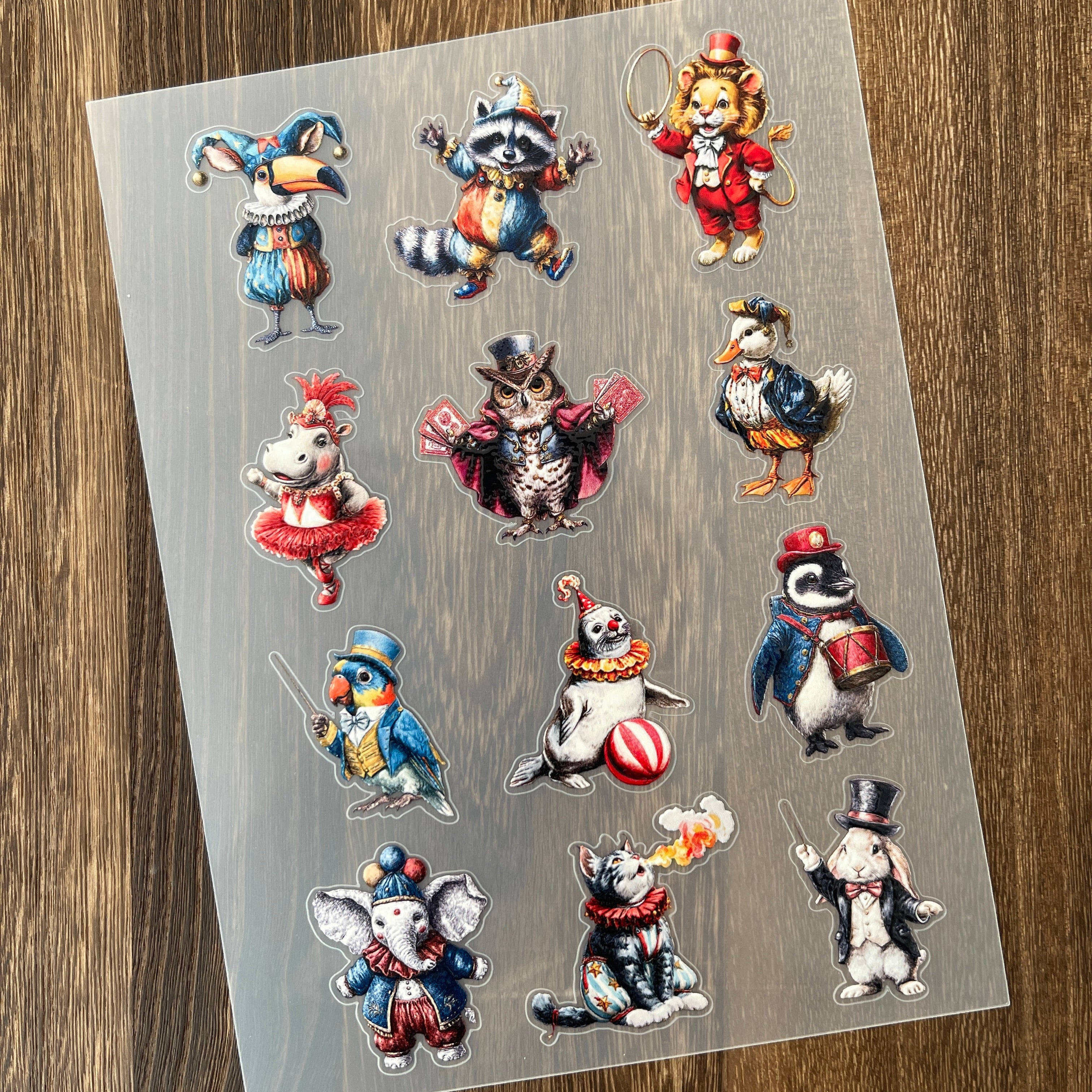 3D Circus Animals PET Stickers 1pcs