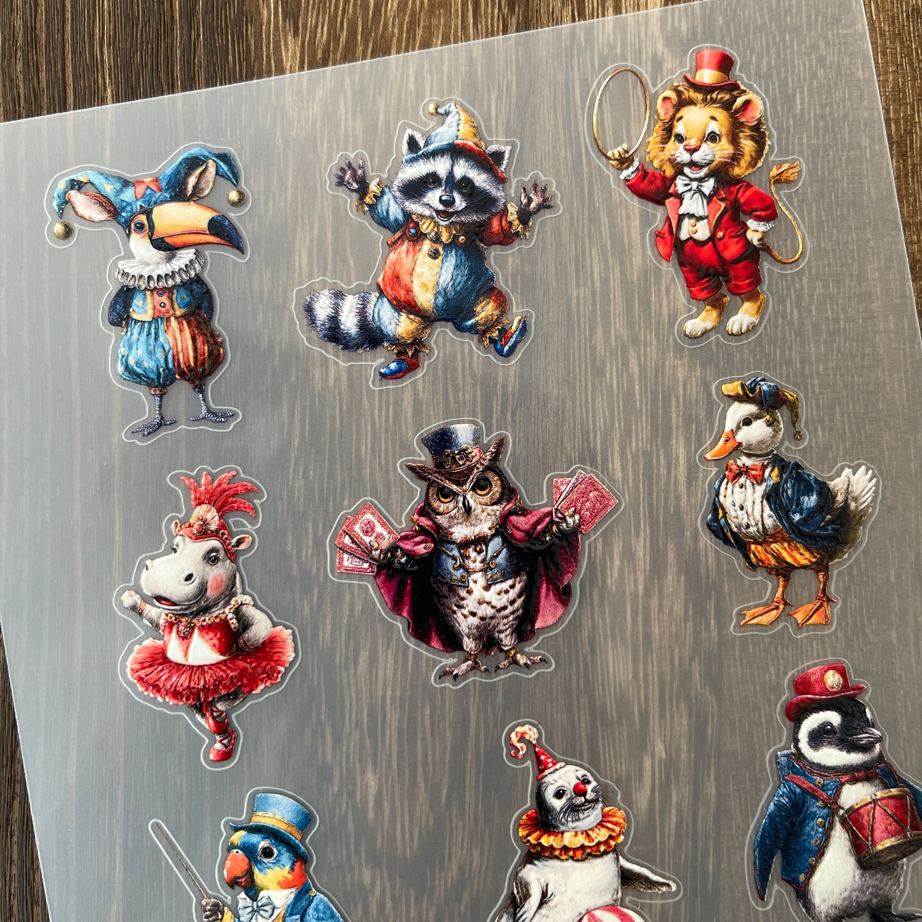 3D Circus Animals PET Stickers 1pcs