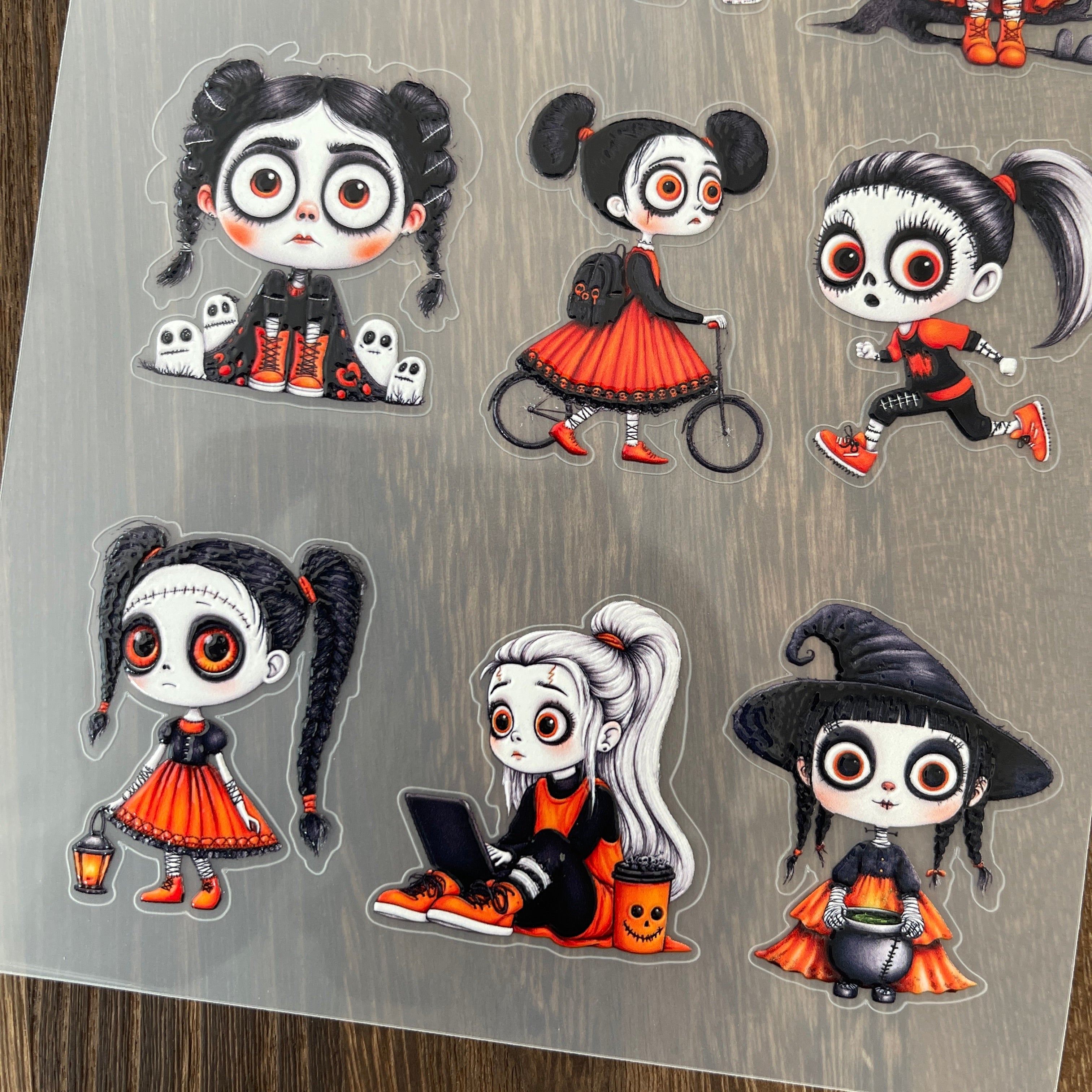 3D Halloween zombie girl PET Stickers 1pcs