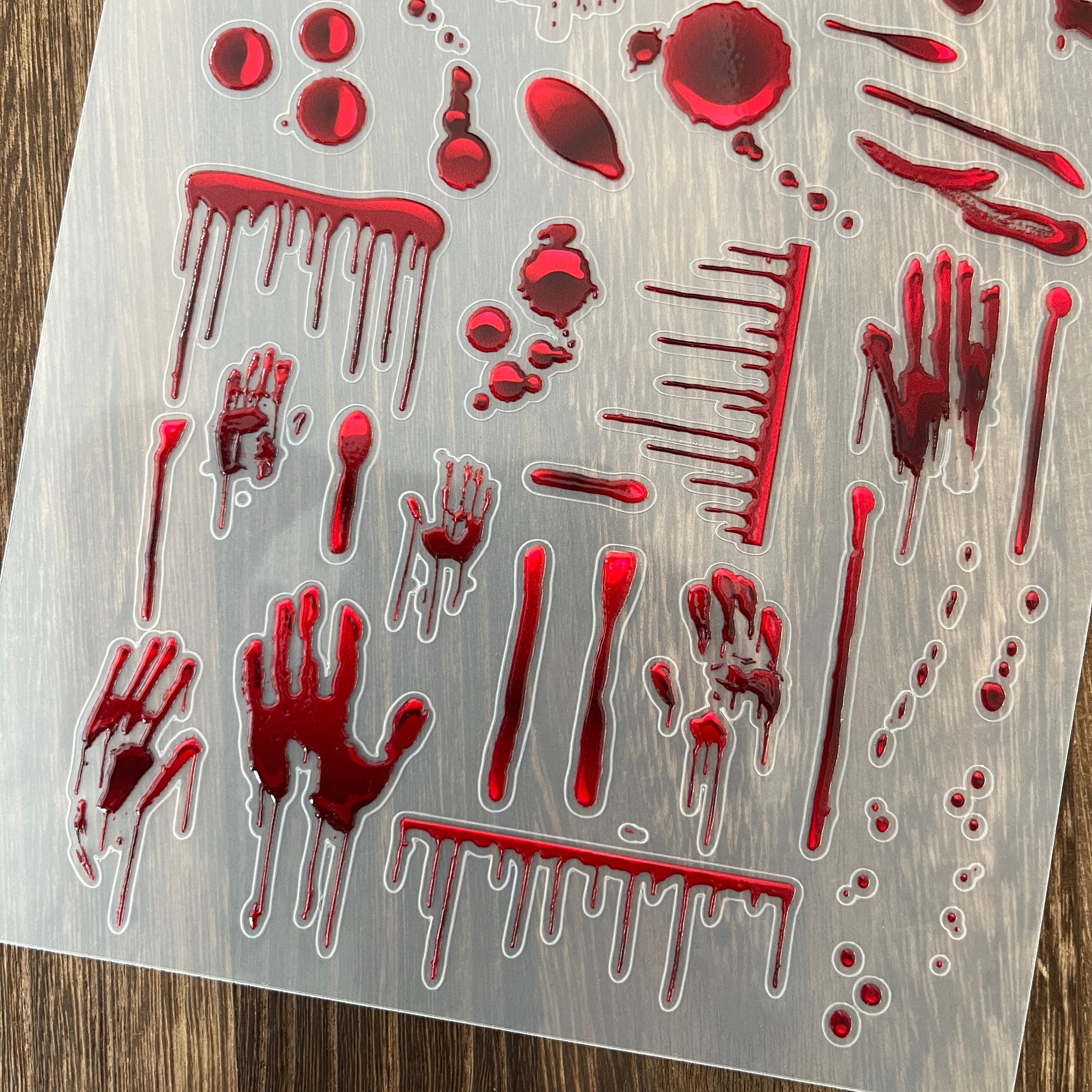 3D Blood spatter PET Stickers 1pcs