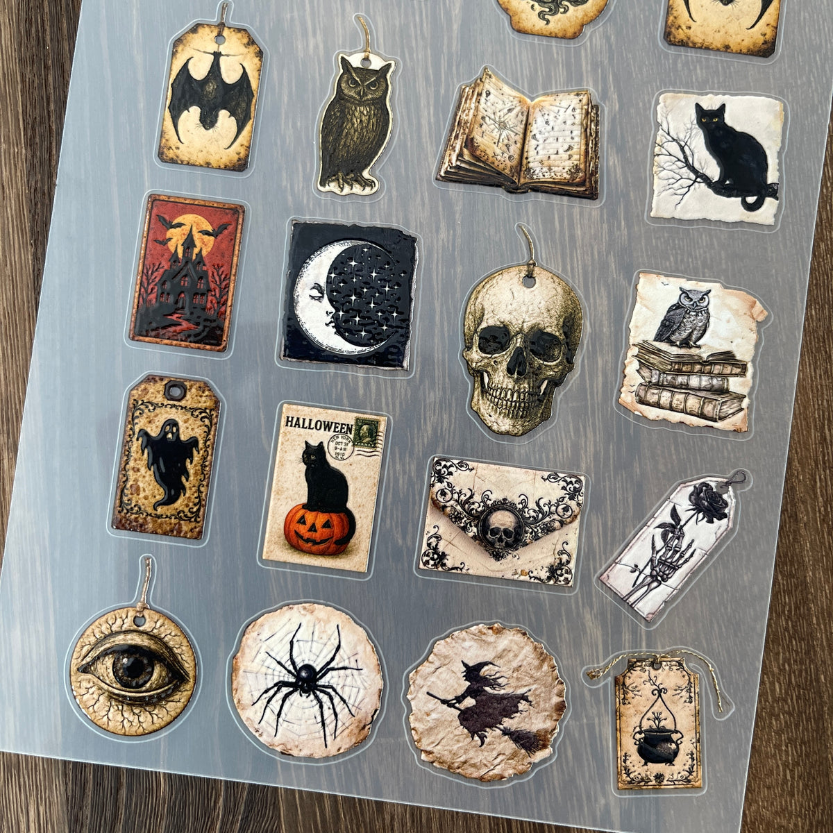 Full dark gothic tag PET sticker sheet
