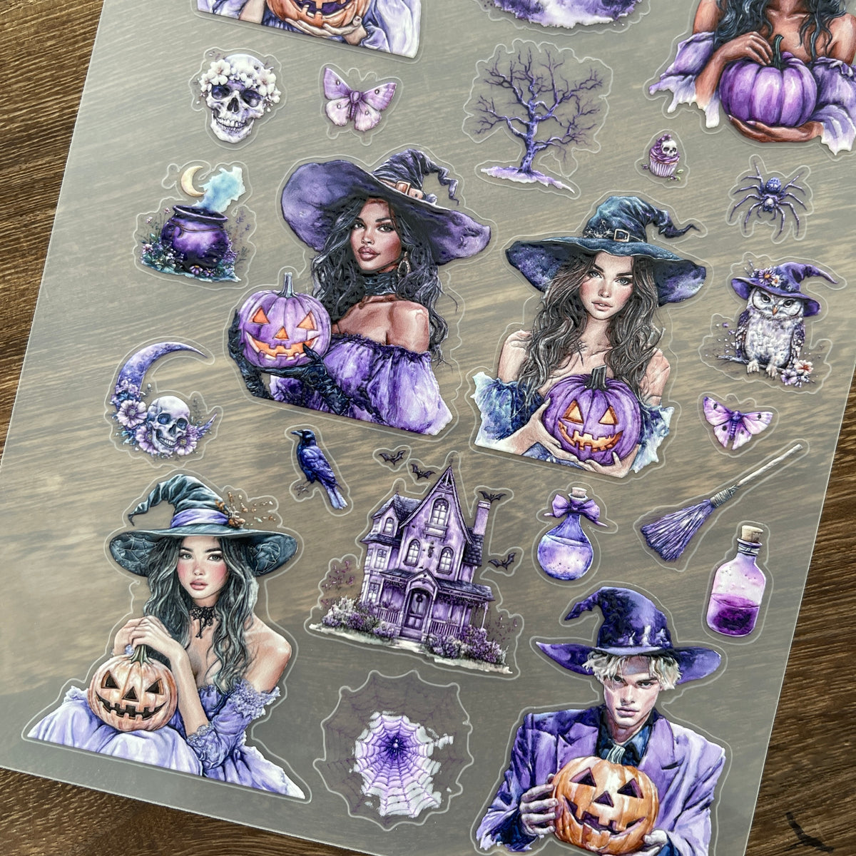 Full halloween magician PET sticker sheet