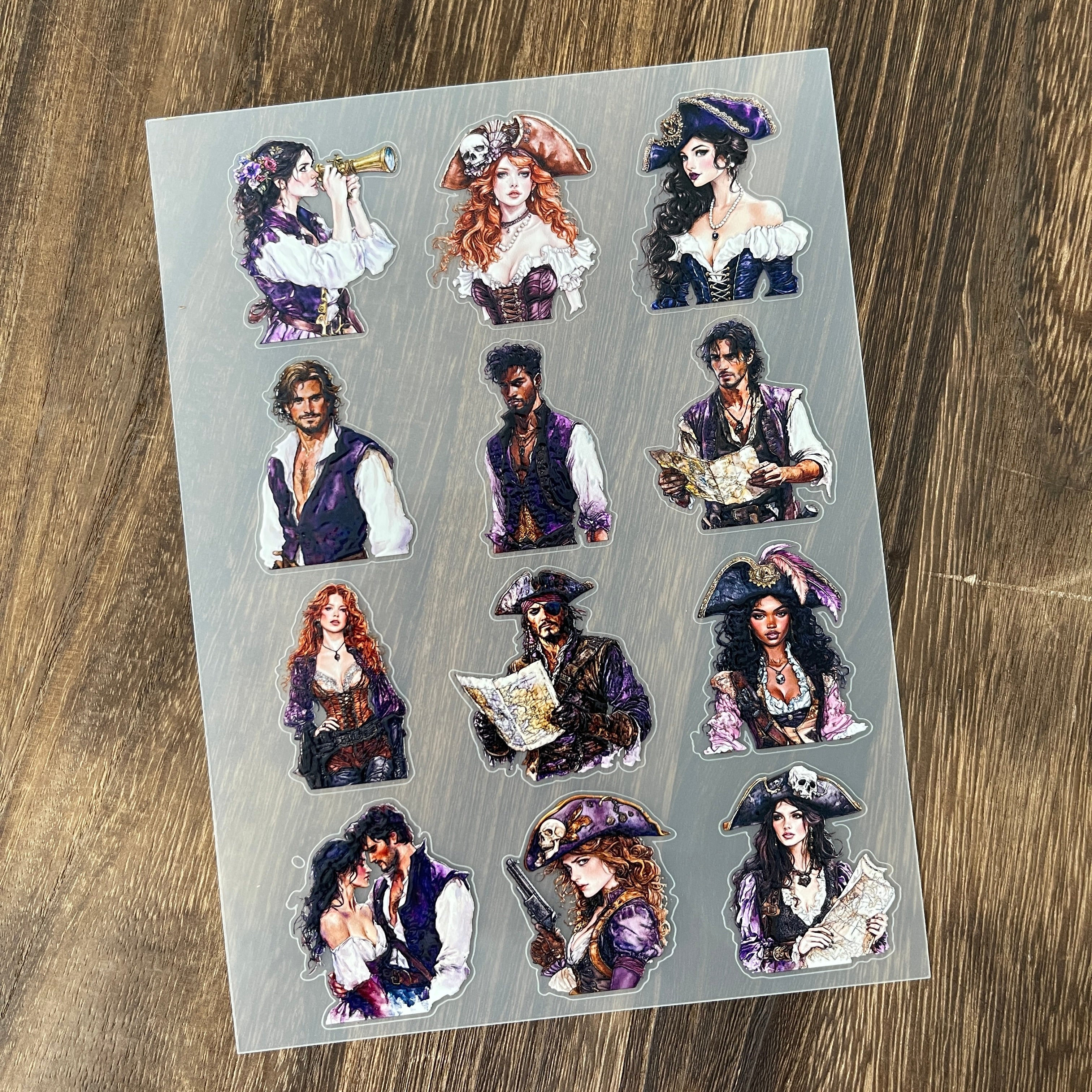 3D Purple pirate PET Stickers 1pcs