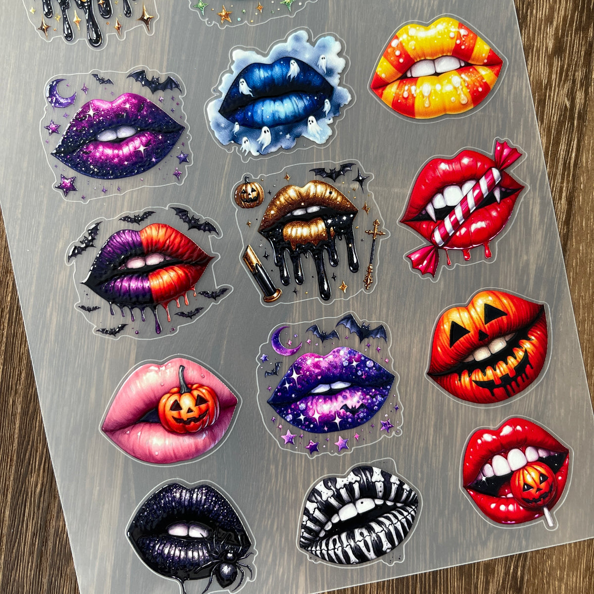 Full halloween lips (b) PET sticker sheet