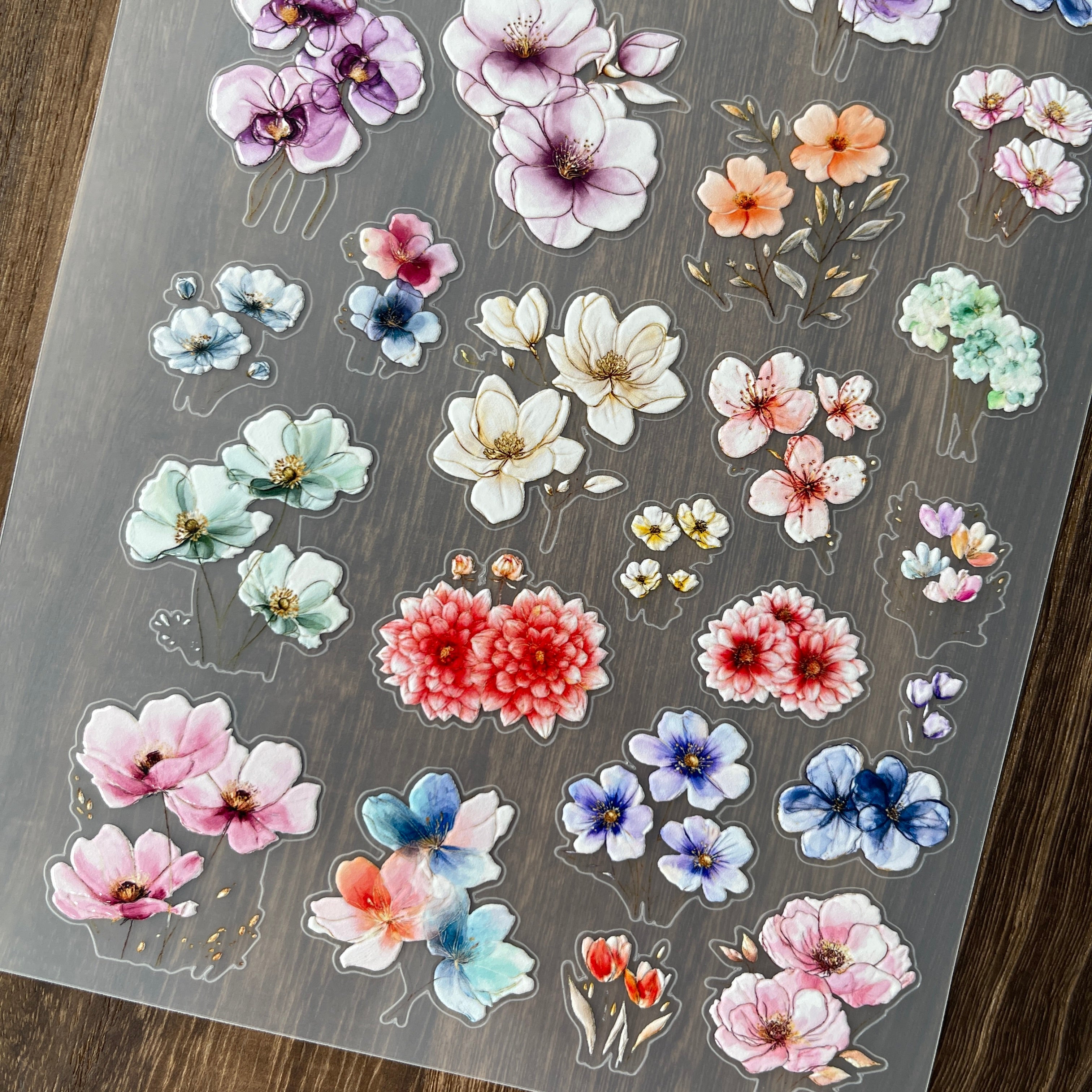 3D Colorful flowers PET Stickers 1pcs