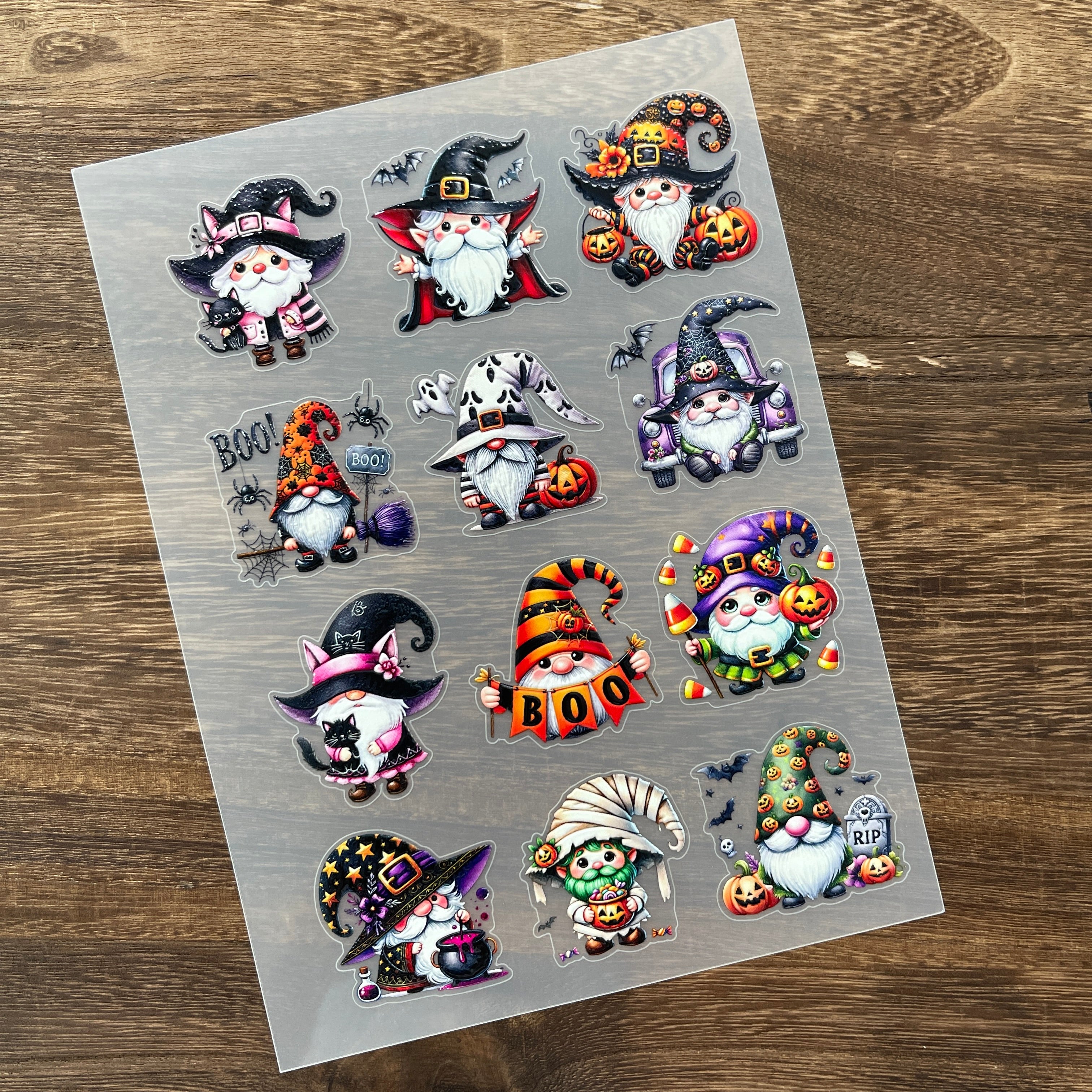 3D Halloween gnome PET Stickers 1pcs
