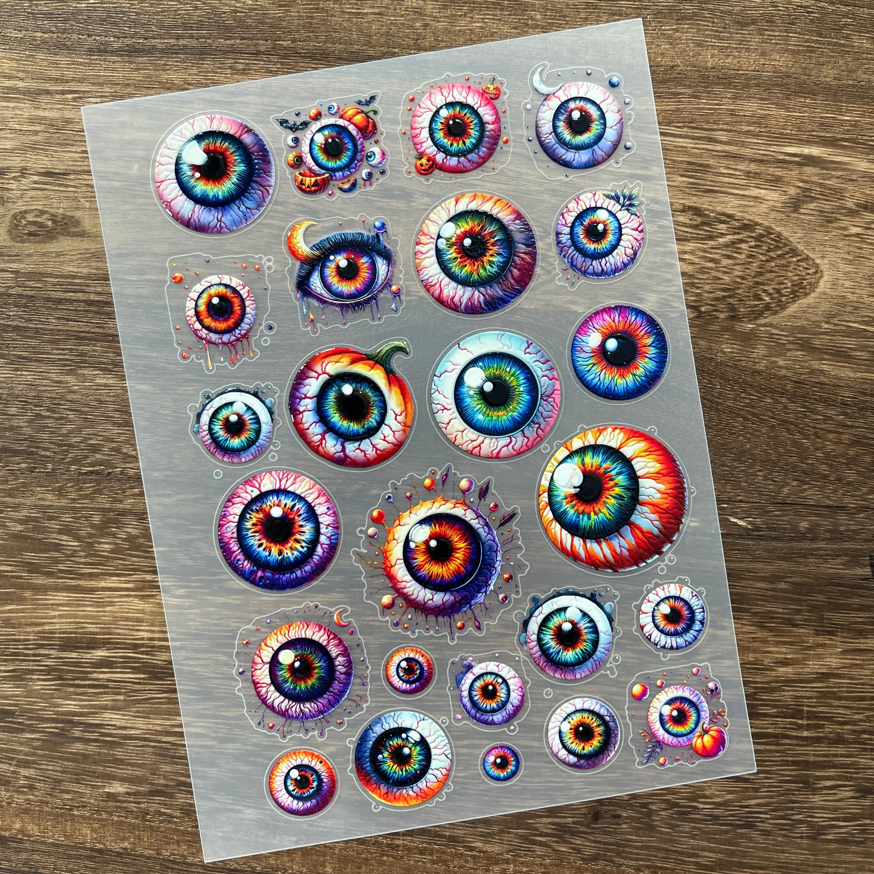 3D Dark Halloween Eyeball PET Stickers 1pcs