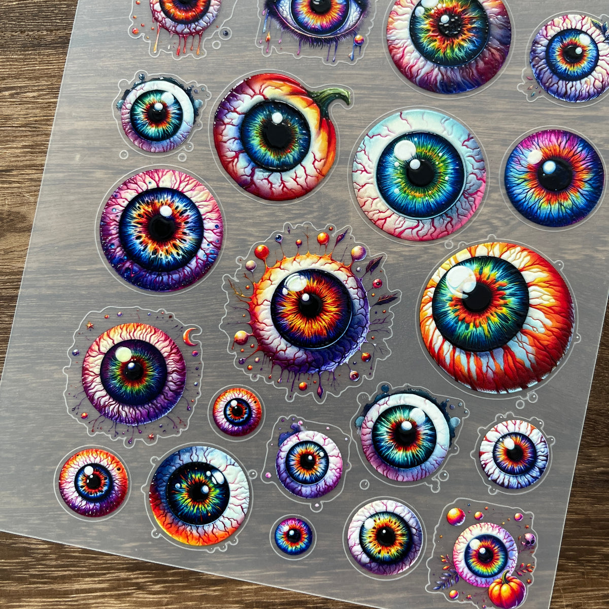 Full dark halloween eyeball PET sticker sheet