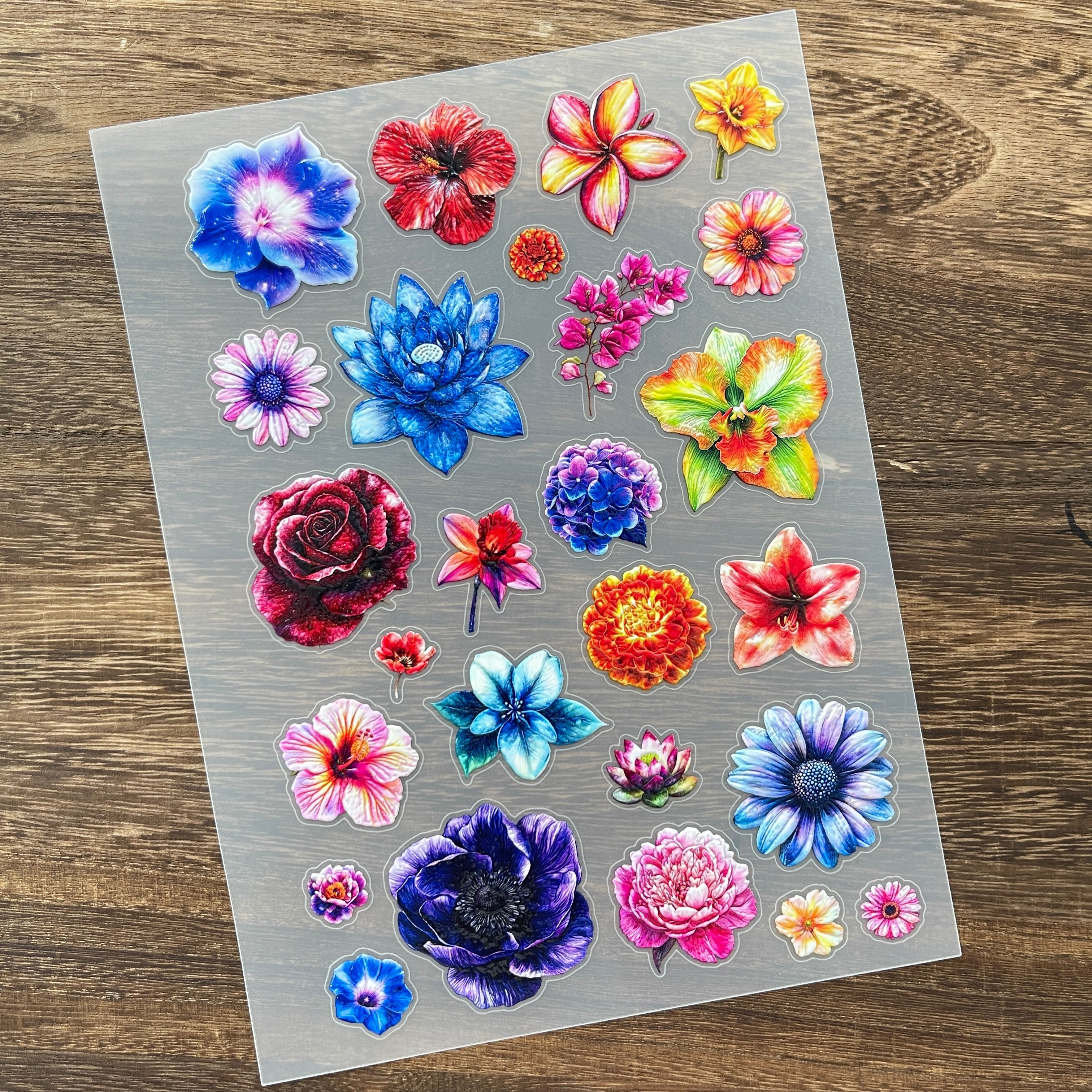 3D Colorful flowers PET Stickers 1pcs