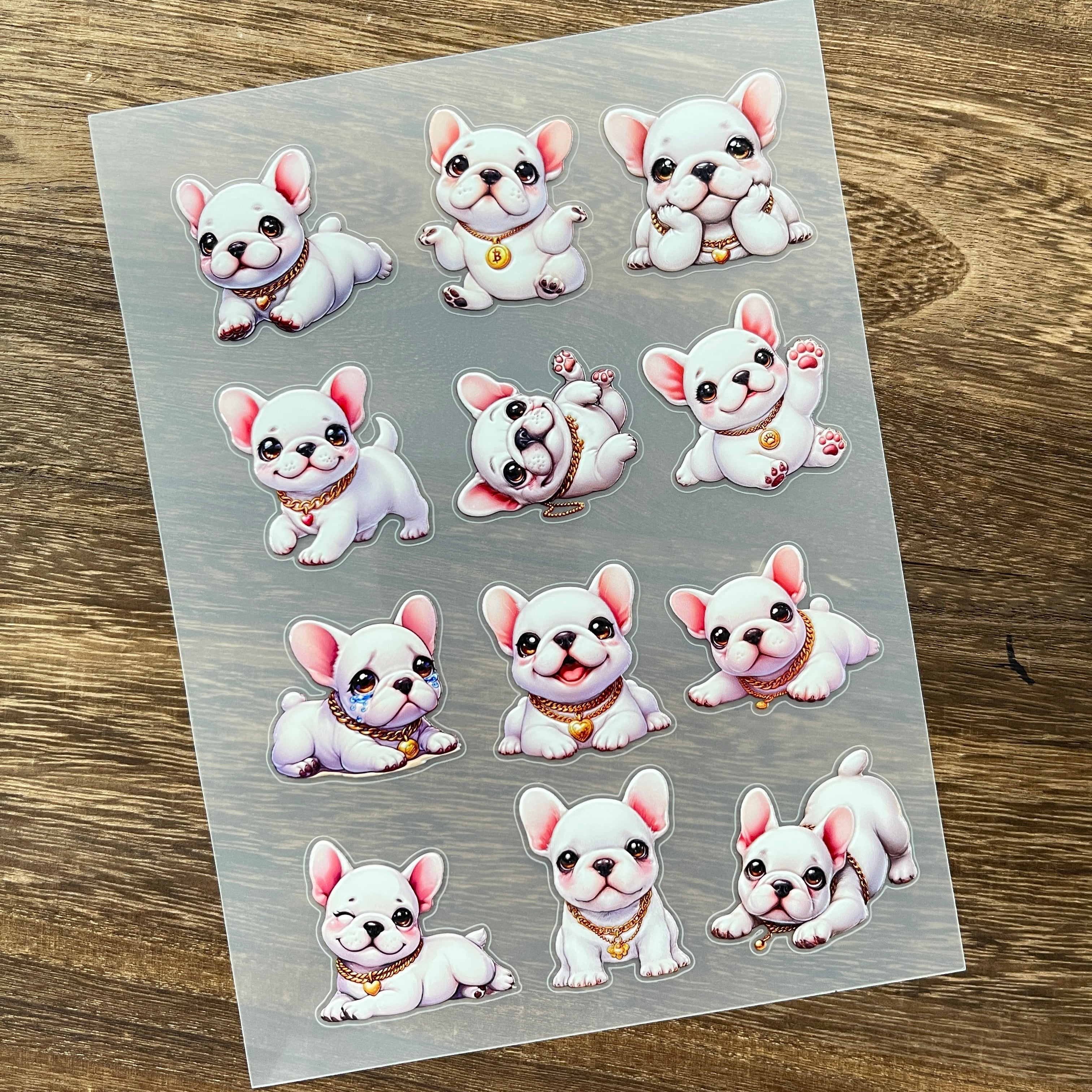 3D White bulldog PET Stickers 1pcs