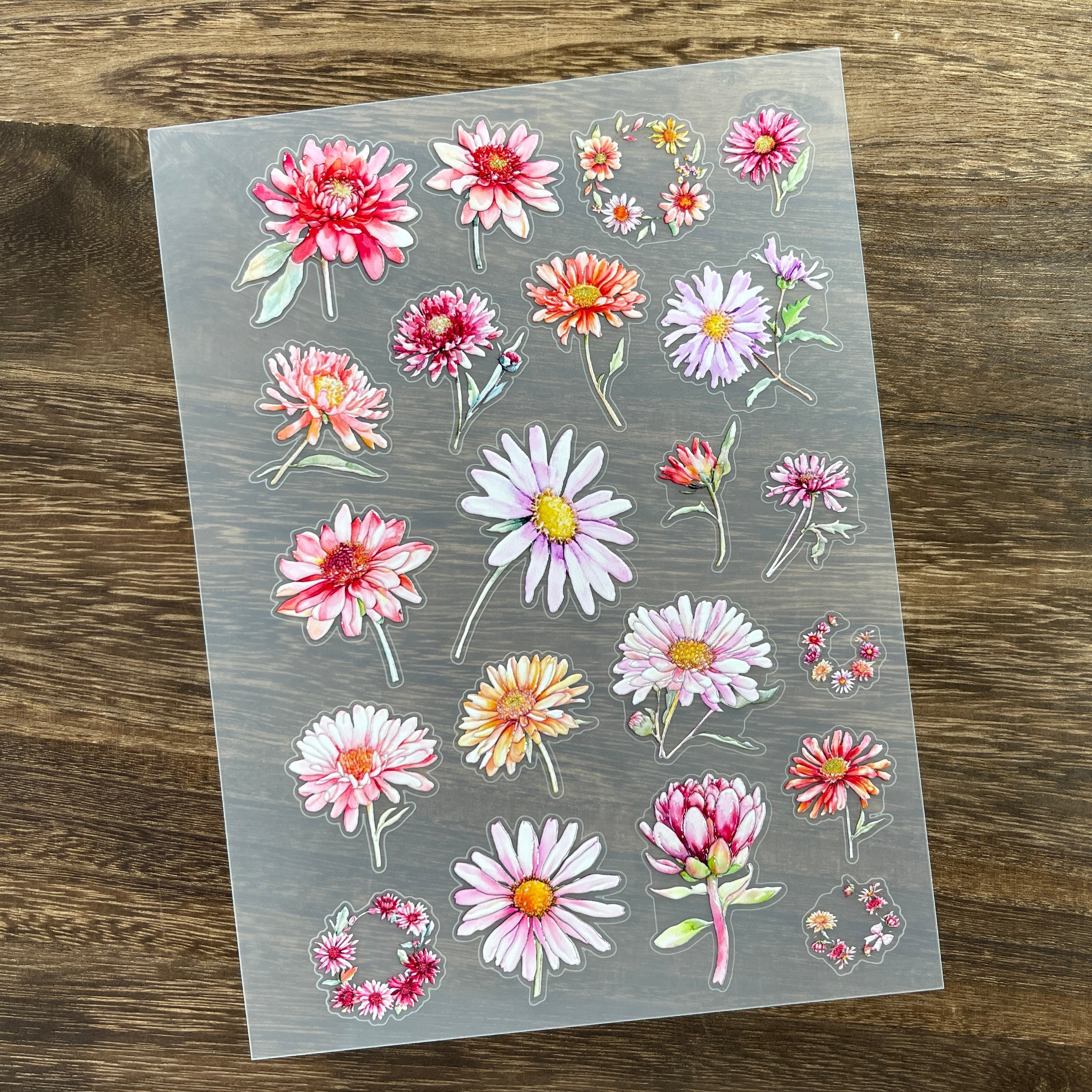 3D Chrysanthemum PET Stickers 1pcs