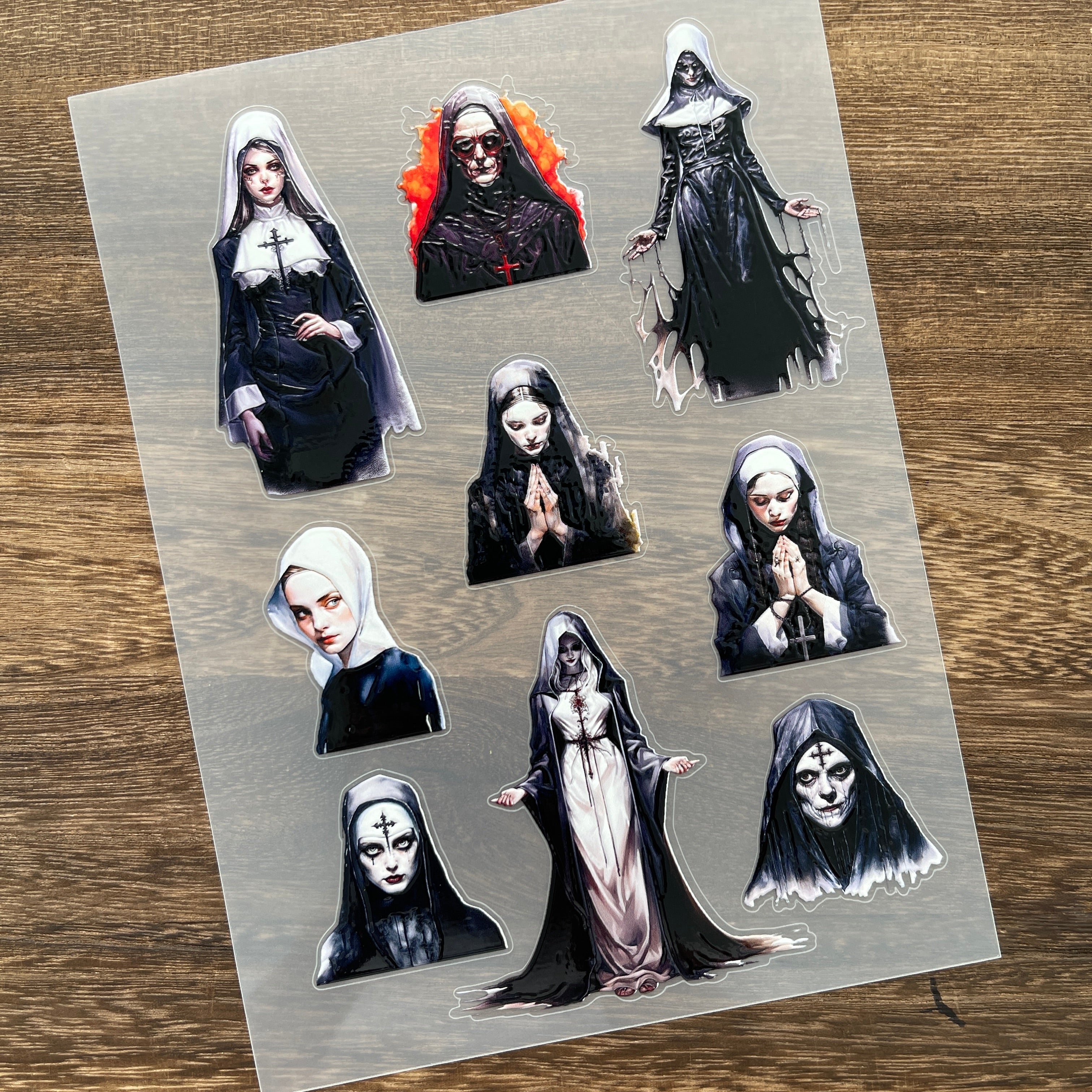 3D Dark nun PET Stickers 1pcs