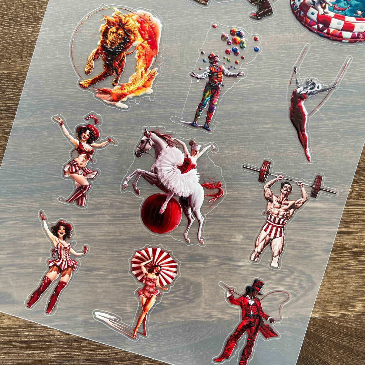 Full circus PET sticker sheet