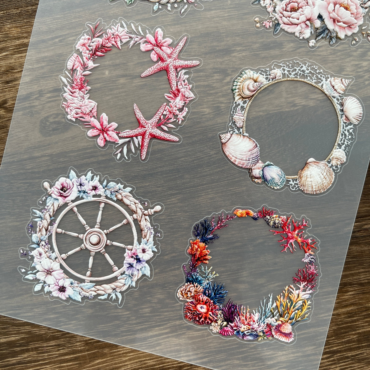 Full ocean garland PET sticker sheet