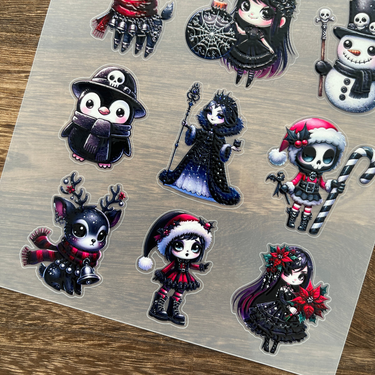 Full goth christmas PET sticker sheet