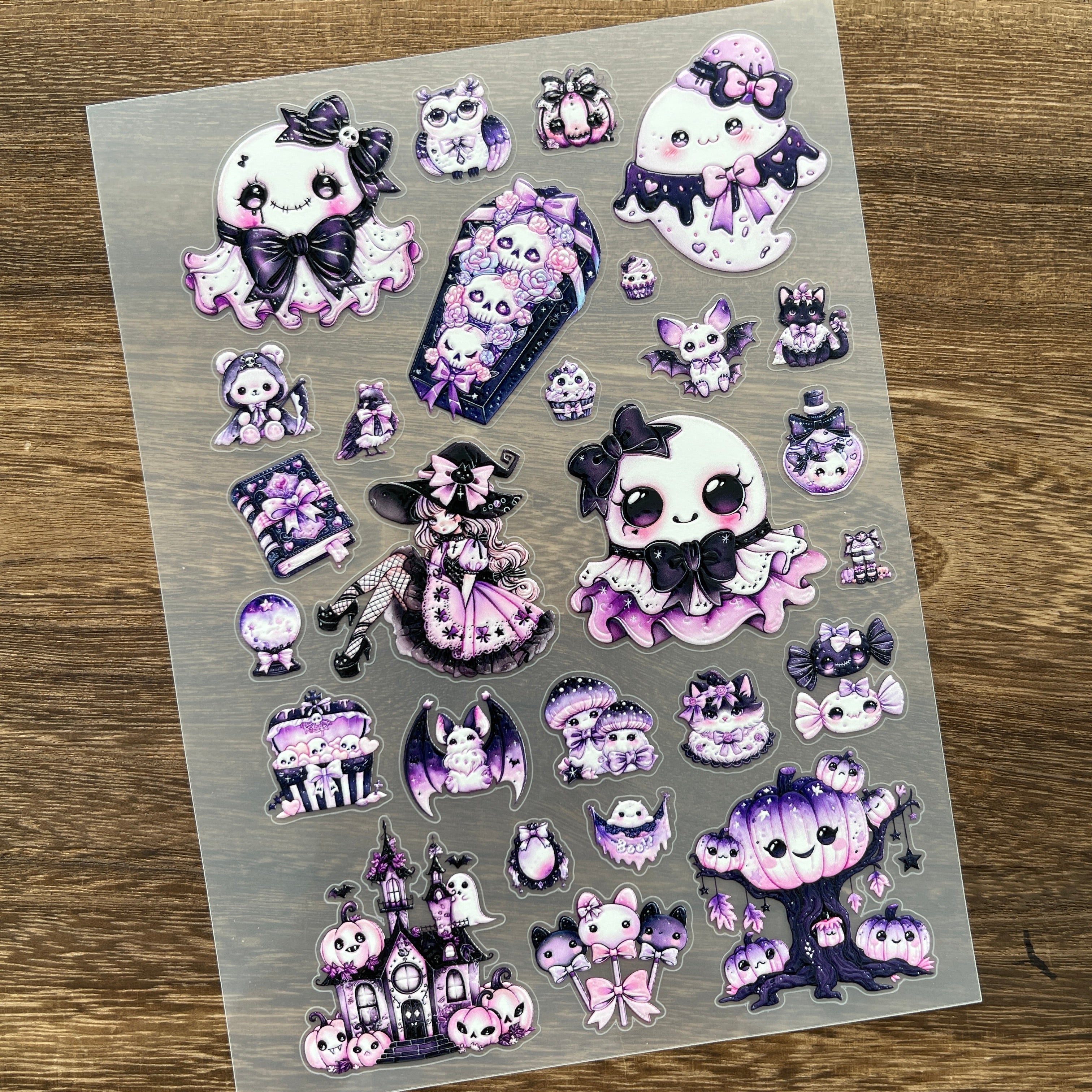 3D Cute purple ghost PET Stickers 1pcs