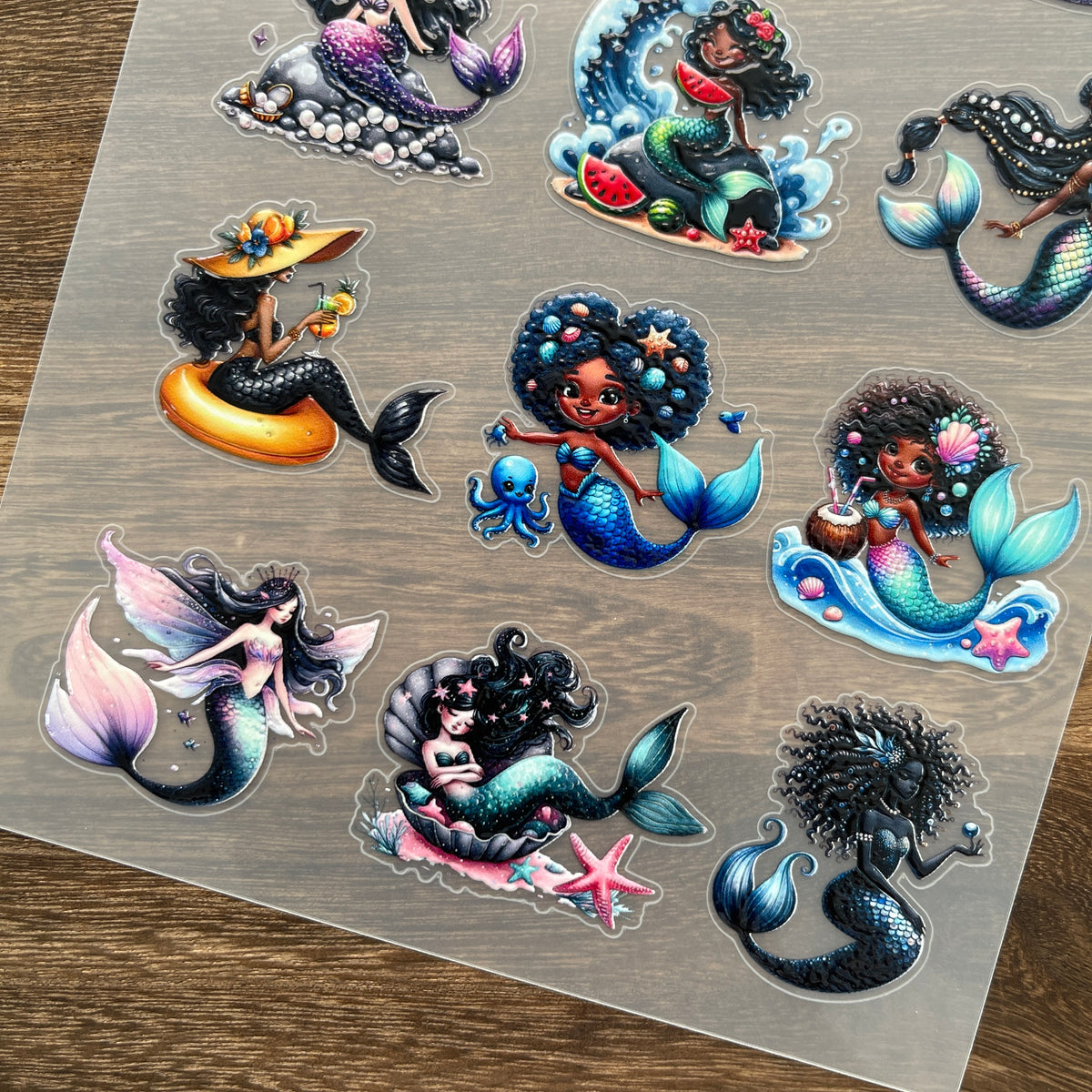 Full cute mermaid PET sticker sheet