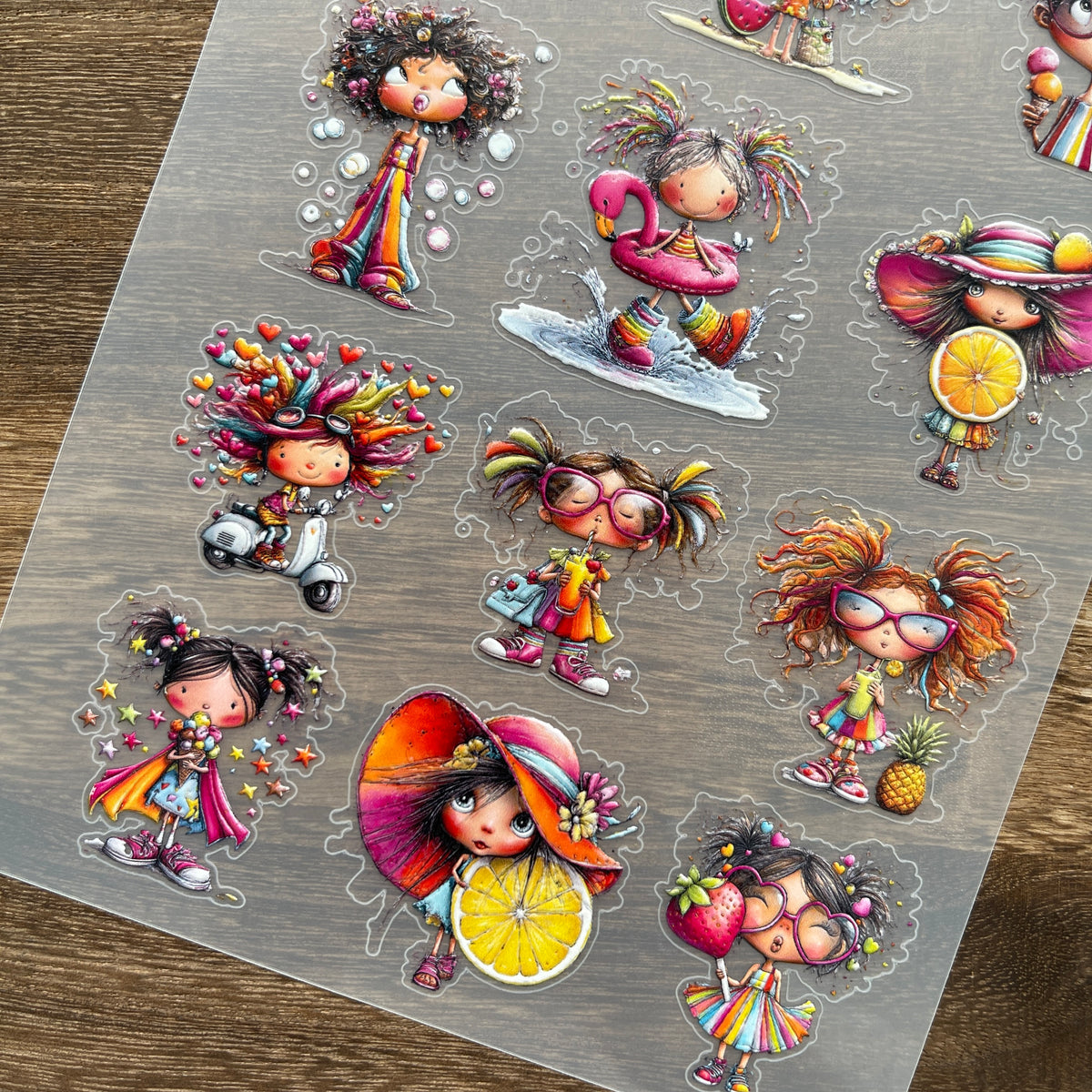 Full summer girl PET sticker sheet